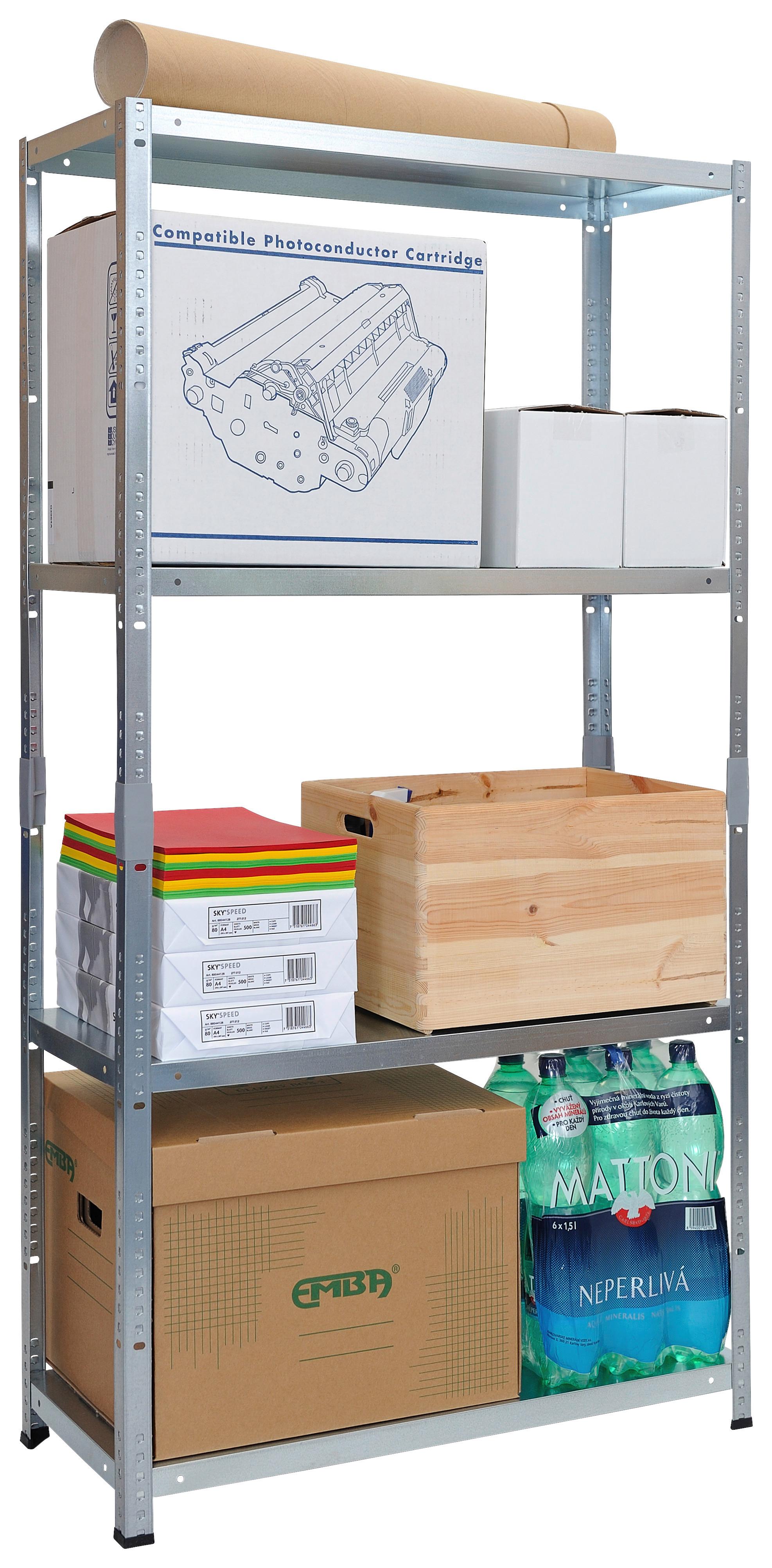 Horganyzott Polc 4x50kg - ezüst, Konventionell, fém (75/150/30cm)