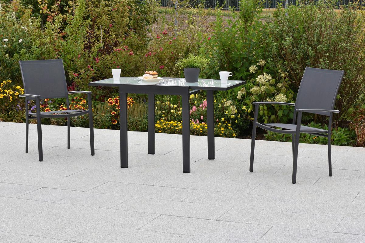 Vrtni Stol Milano, 2 Kos - siva/barve grafita, Moderno, kovina/tekstil (57/90/56cm) - Gardenson