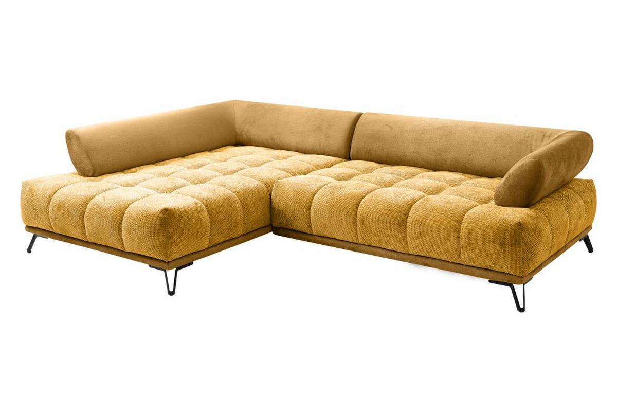 Kutna Garnitura Largo N - curry žuta/crna, Moderno, tekstil/metal (184/262cm) - Modern Living