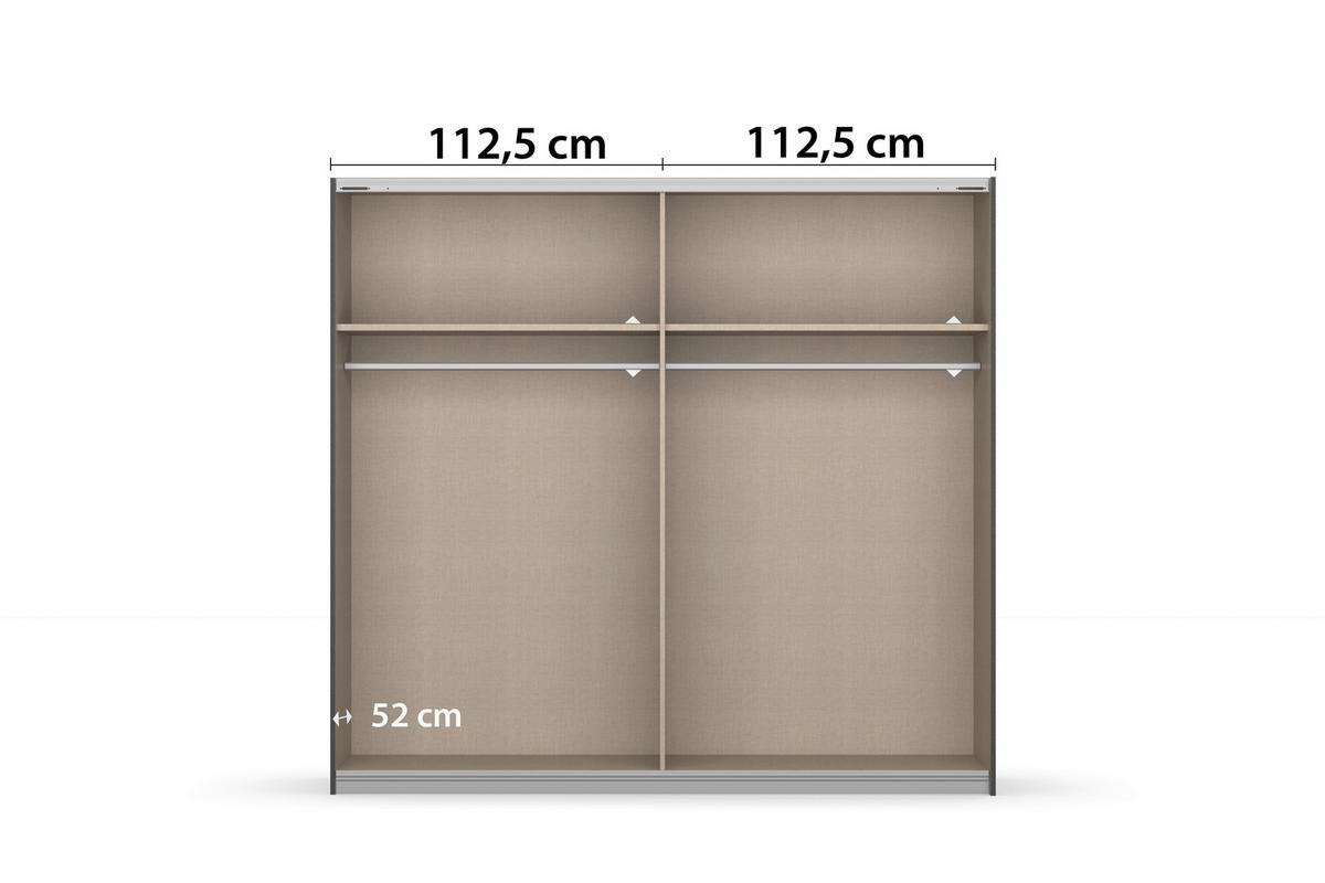 Ormar S Kliznim Vratima Mosbach - siva/boje hrasta, Design, staklo/drvni materijal (226/210/62cm) - MID.YOU