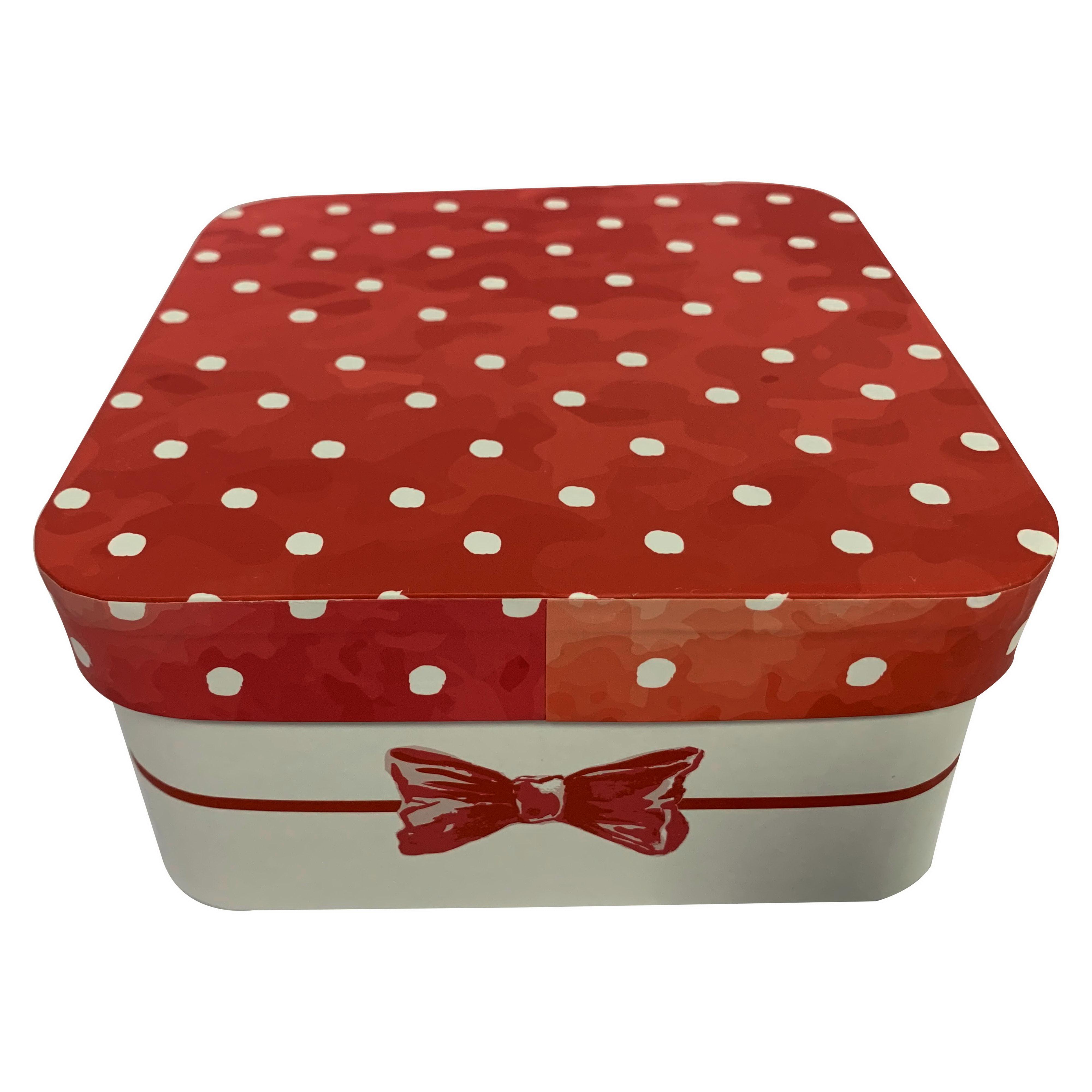 Geschenkbox Bow in Rot/Weiss - Weiss/Rot, Modern, Karton/Papier (16/16/8cm) - Modern Living