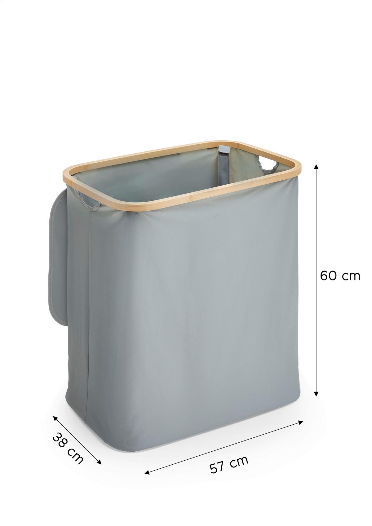 Košara Za Perilo Lemgo, Siva - siva, Design, tekstil/leseni material (57/60/37cm) - MID.YOU