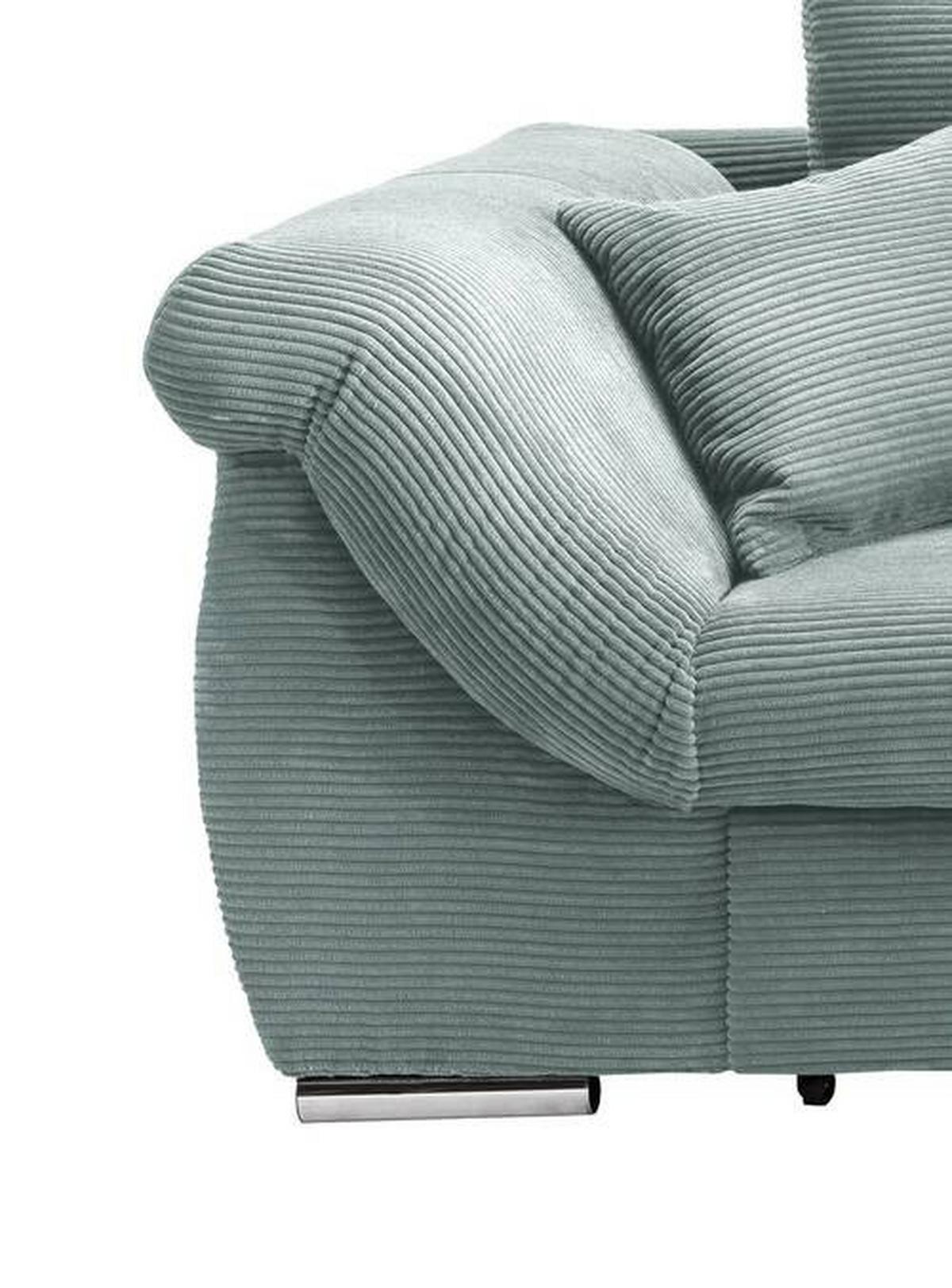 Wohnlandschaft Frederico Hellblau Cord - Chromfarben/Hellblau, MODERN, Holz/Textil (302/188cm) - MID.YOU
