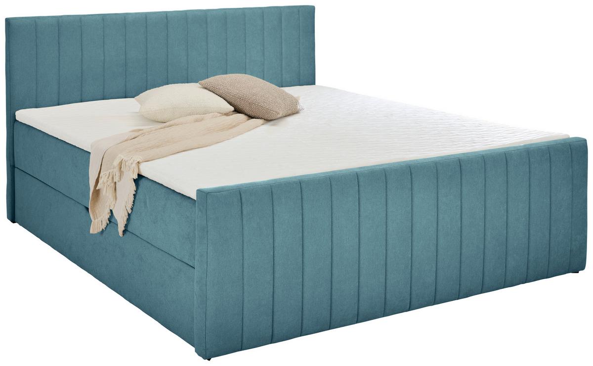 Box Krevet Sontje - crna/svijetlo plava, Konvencionalno, tekstil/plastika (160/200cm) - Modern Living