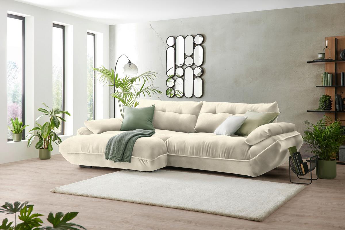Wohnlandschaft Vivo Creme - Creme/Schwarz, MODERN, Kunststoff/Textil (179/63/317cm) - Premium Living