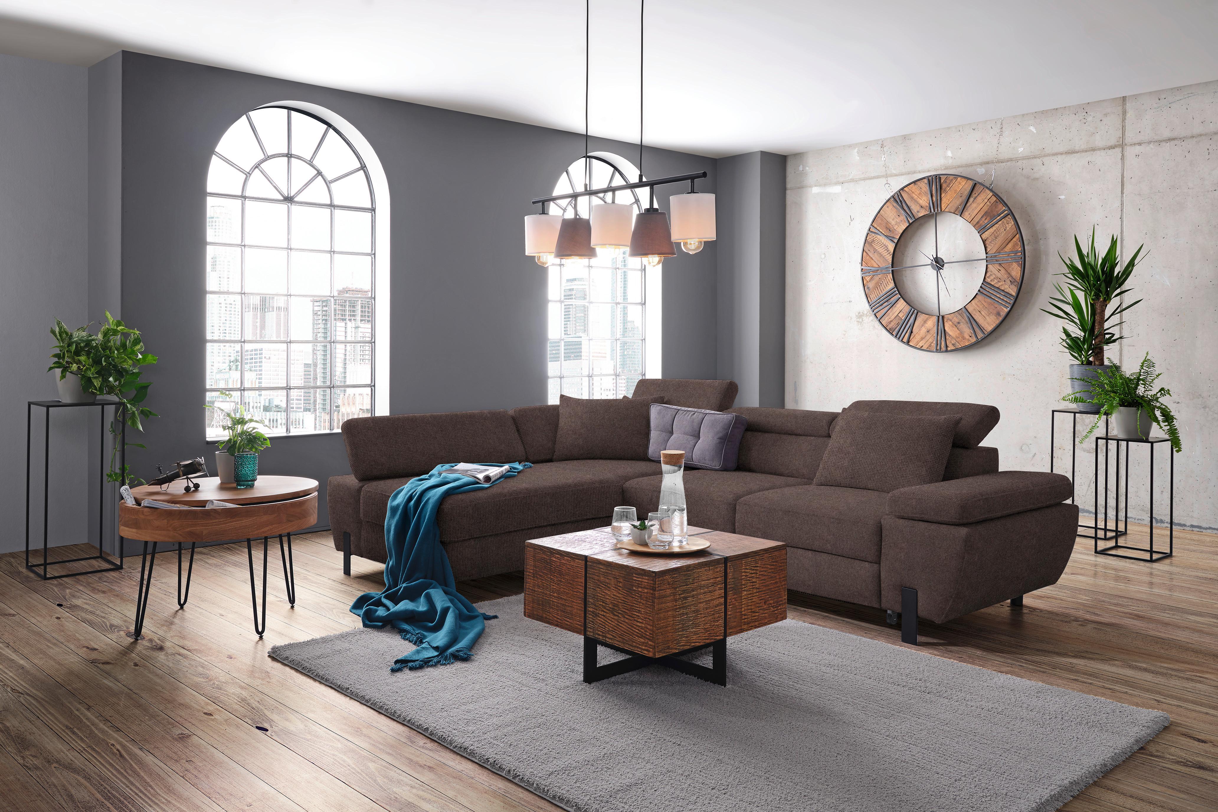 Ecksofa Molina Mini Braun - Dunkelbraun/Schwarz, MODERN, Textil/Metall (189/277cm) - Mömax