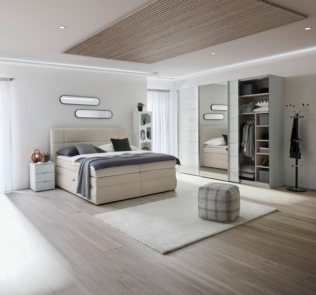 Boxspringbett Palace Beige ca. 160x200cm - Beige, KONVENTIONELL, Kunststoff/Textil (160/200cm) - Premium Living