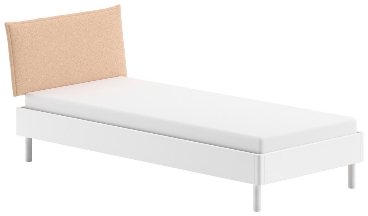 Bett FORREST Weiß ca.90x200cm Echtholz Buche - Beige/Weiß, MODERN, Holz/Textil (90/200cm) - Vipack