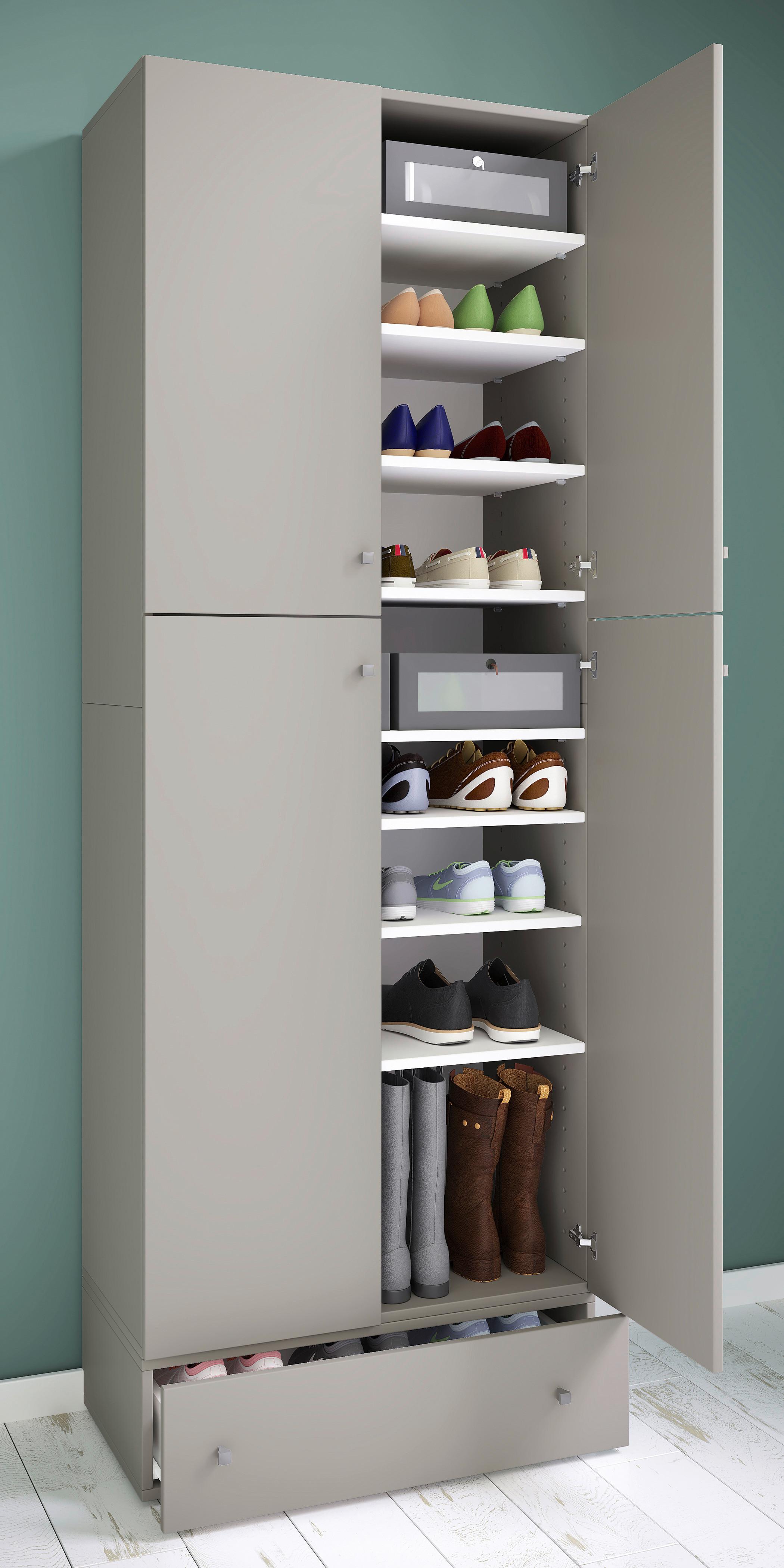 Schuhschrank Lona XXL ca.70x200x39cm Grau - Schwarz/Grau, MODERN, Holzwerkstoff/Kunststoff (70/200/39cm) - MID.YOU