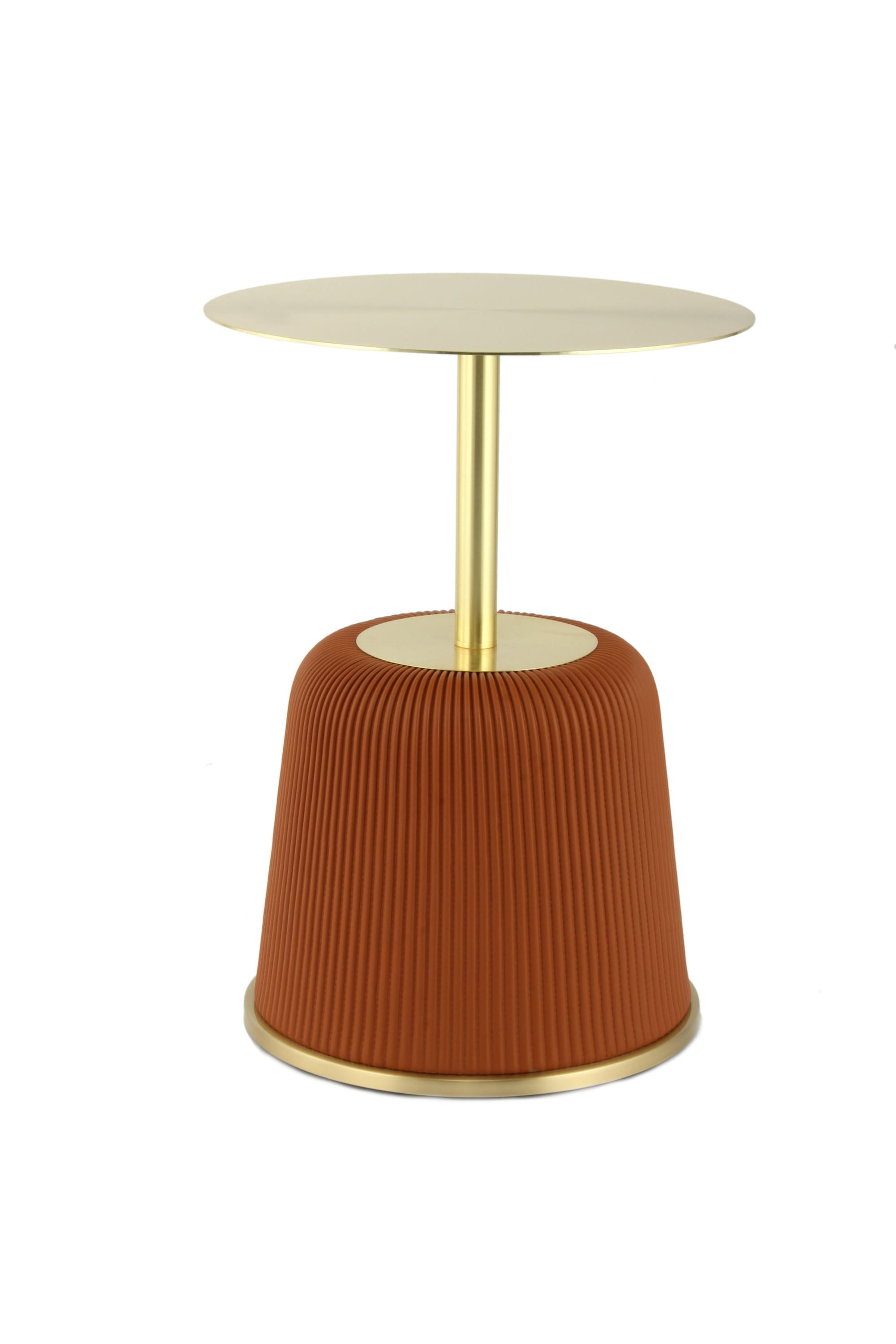 BEISTELLTISCH JOKAI 325 COGNAC - Cognac/Goldfarben, Design, Holzwerkstoff/Textil (40/55cm) - Kayoom