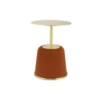 BEISTELLTISCH JOKAI 325 COGNAC - Cognac/Goldfarben, Design, Holzwerkstoff/Textil (40/55cm) - Kayoom