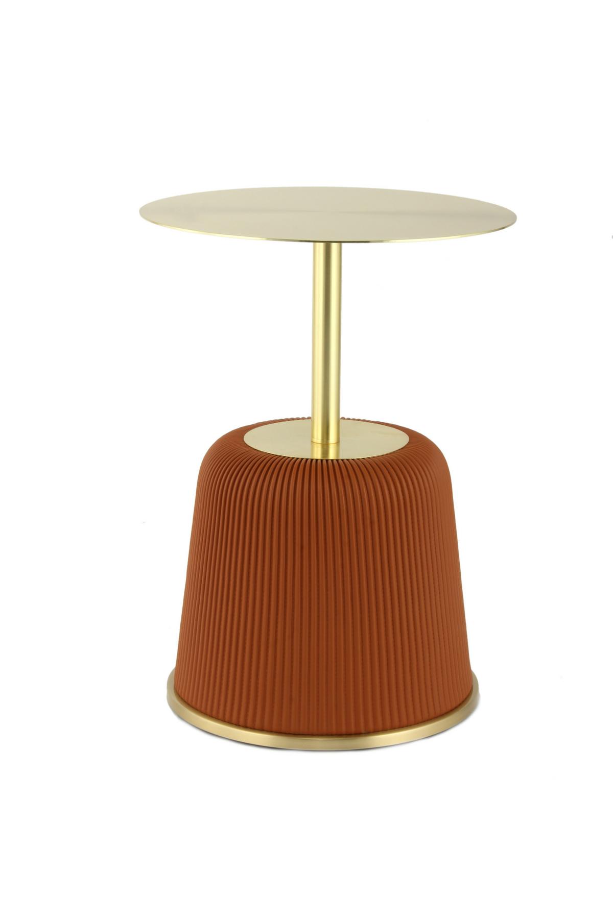 BEISTELLTISCH JOKAI 325 COGNAC - Cognac/Goldfarben, Design, Holzwerkstoff/Textil (40/55cm) - Kayoom