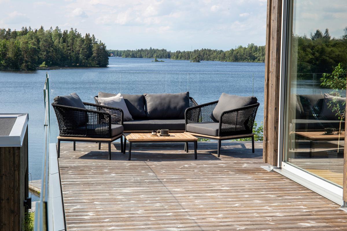 Loungegarnitur Andorra ca. 79,5x148 cm Schwarz - Schwarz, KONVENTIONELL, Kunststoff (79,5/148cm) - Gardenson