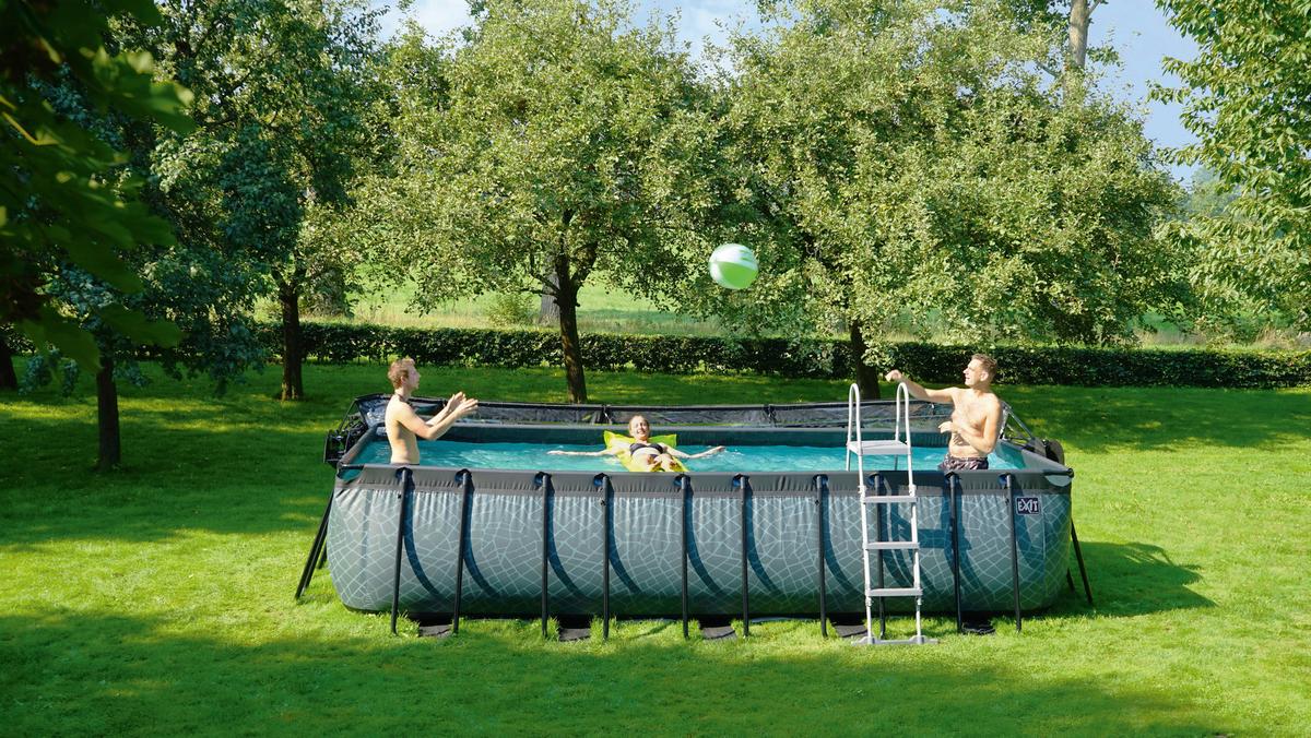 Bazen Exit Stone Pool, Črpalka S Peščenim Filtrom, 540x250cm - siva, Konvencionalno (540/250/122cm) - EXIT Toys