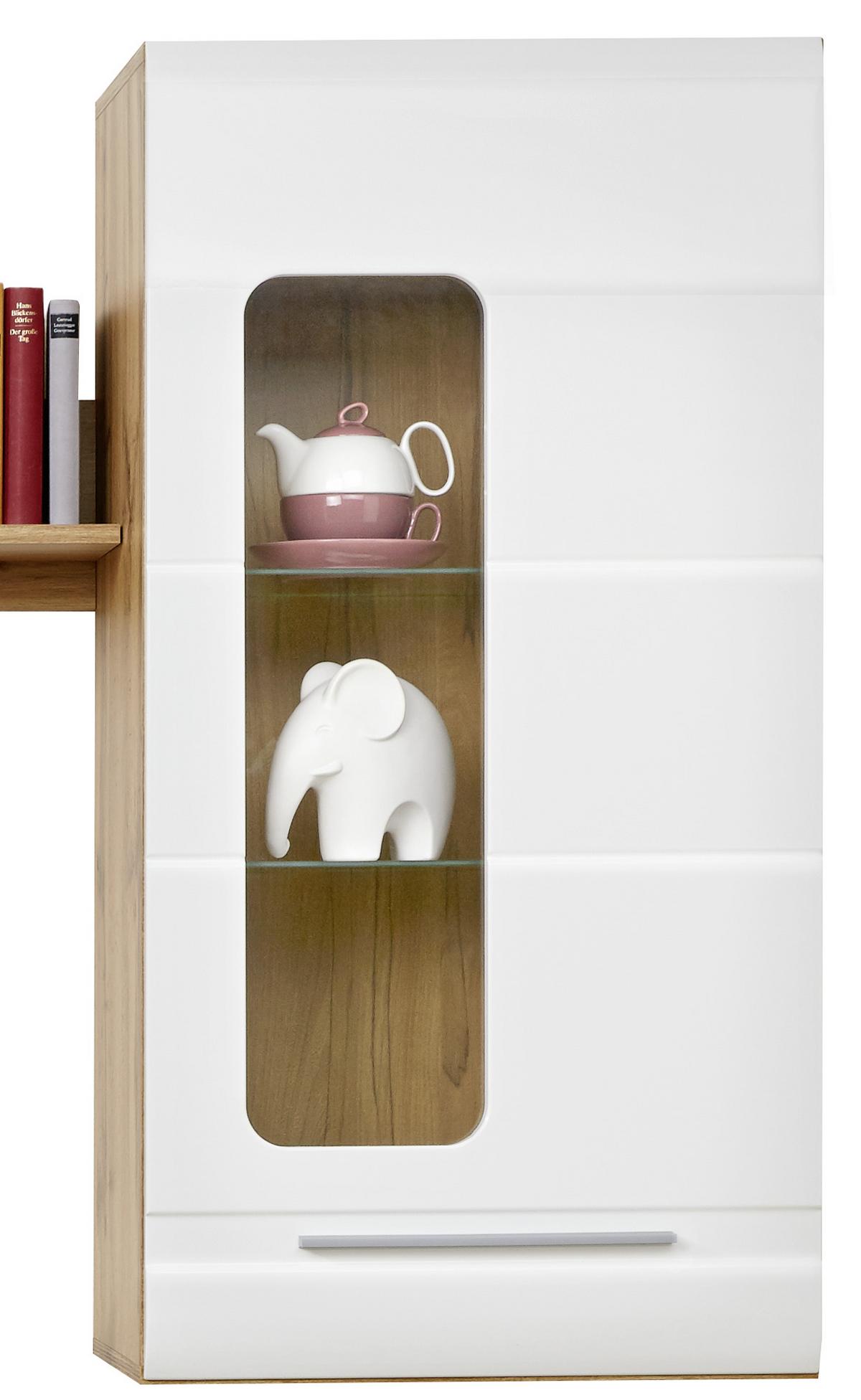 Mobilier cameră de zi Bailamos - alb/culoare lemn stejar, Modern, material pe bază de lemn (235/199,1/41,6cm) - Modern Living