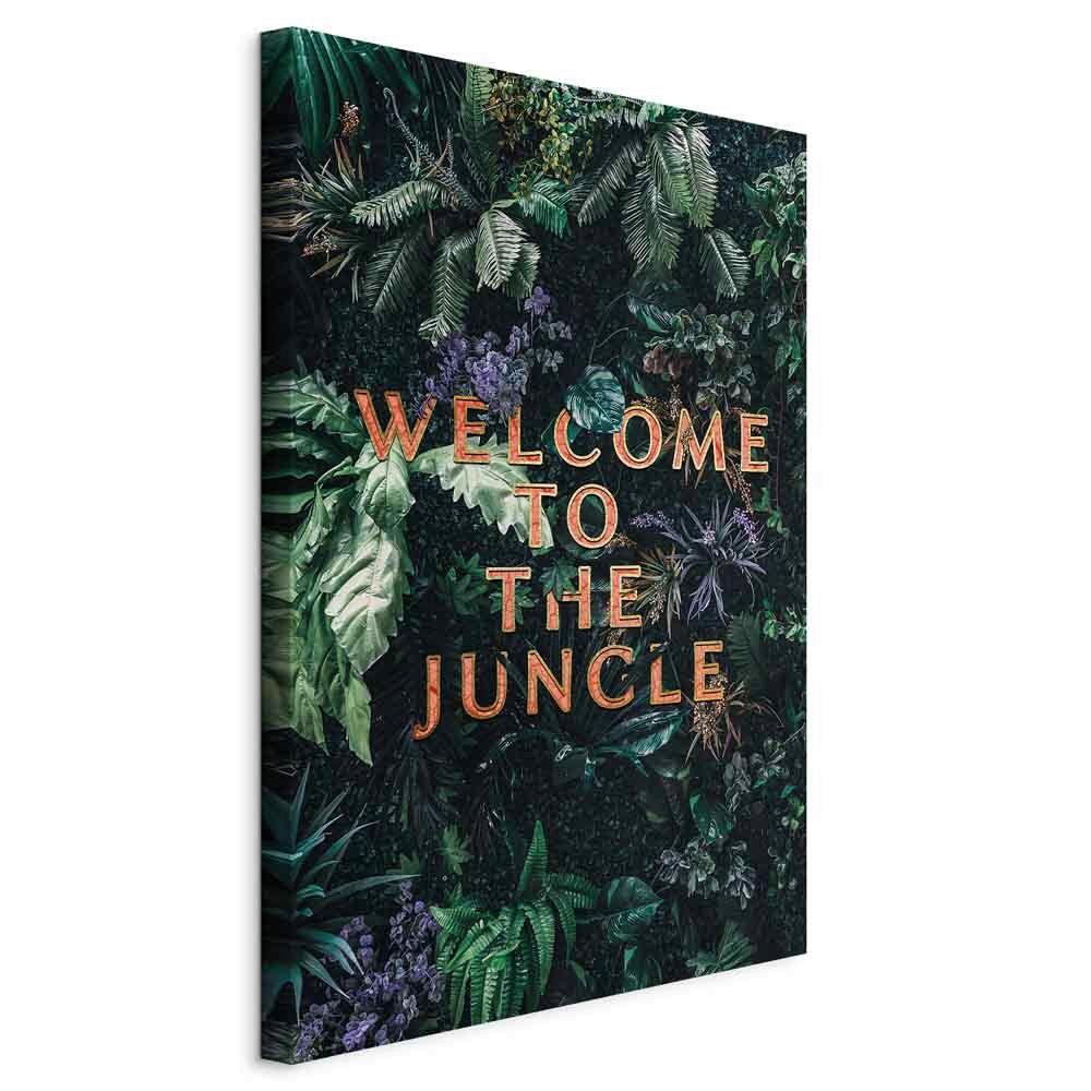 Slika Na Platnu Welcome To The Jungle - zlate barve/gozdno zelena, Basics, tekstil/les (80/120/1.2cm) - artgeist