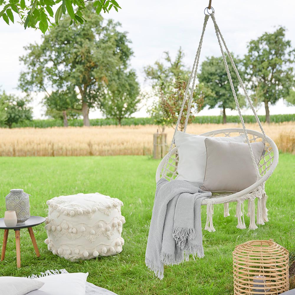 Fotoliu suspendat Valencia 1 - alb, Romantik / Landhaus, metal/textil (80/115-135/60cm) - Mömax