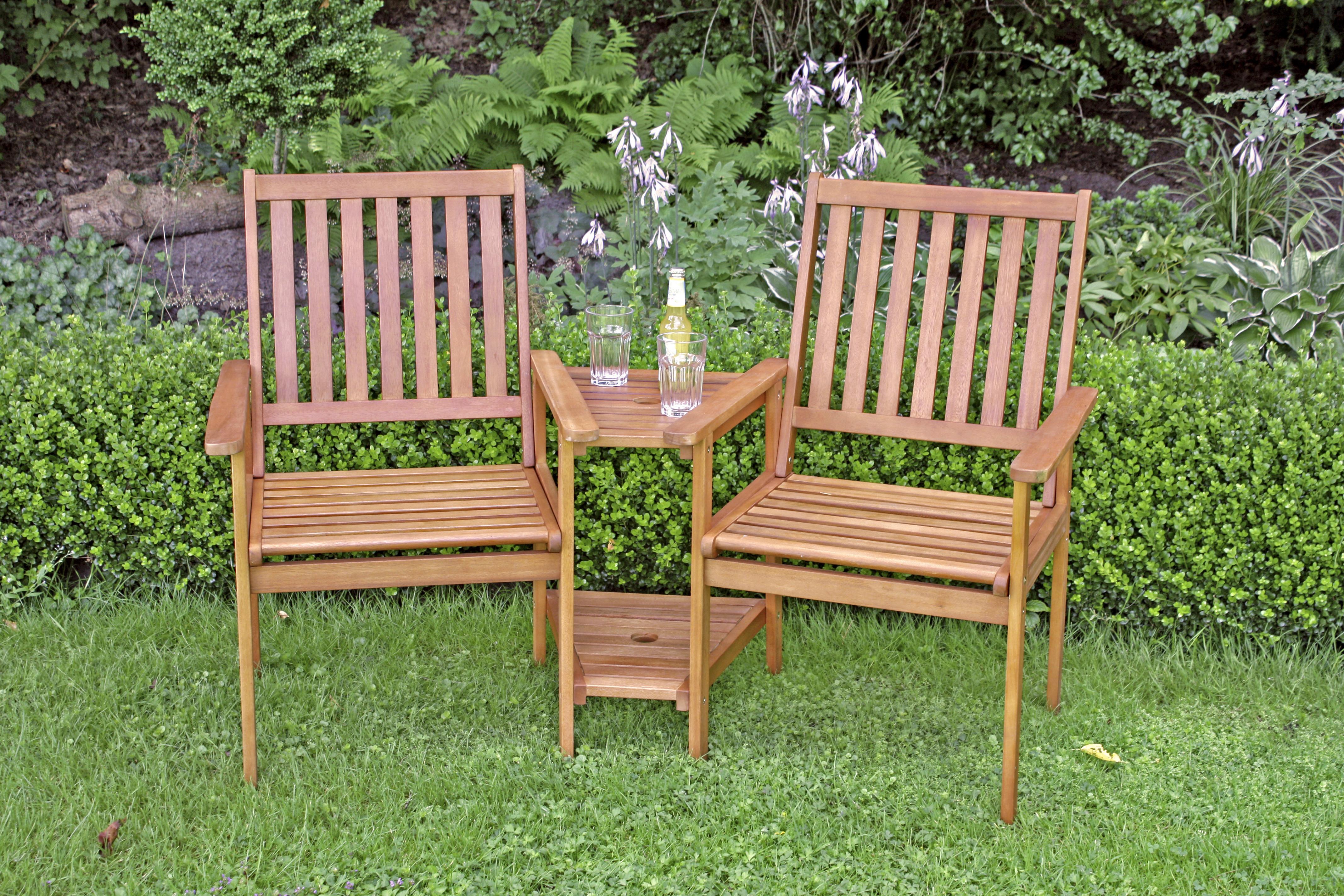 Gartenset Holz Edison ca. 260x96x77 cm geölt - Braun, Basics, Holz (260/96/77cm) - Gardenson
