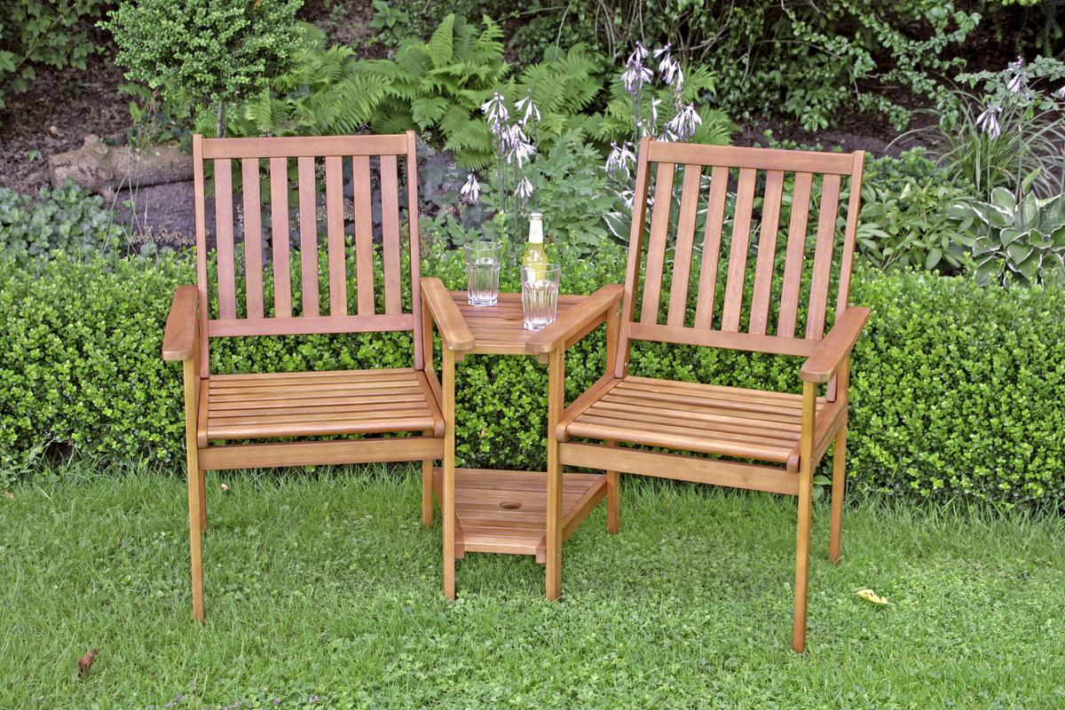 Gartenset Holz Edison ca. 260x96x77 cm geölt - Braun, Basics, Holz (260/96/77cm) - Gardenson