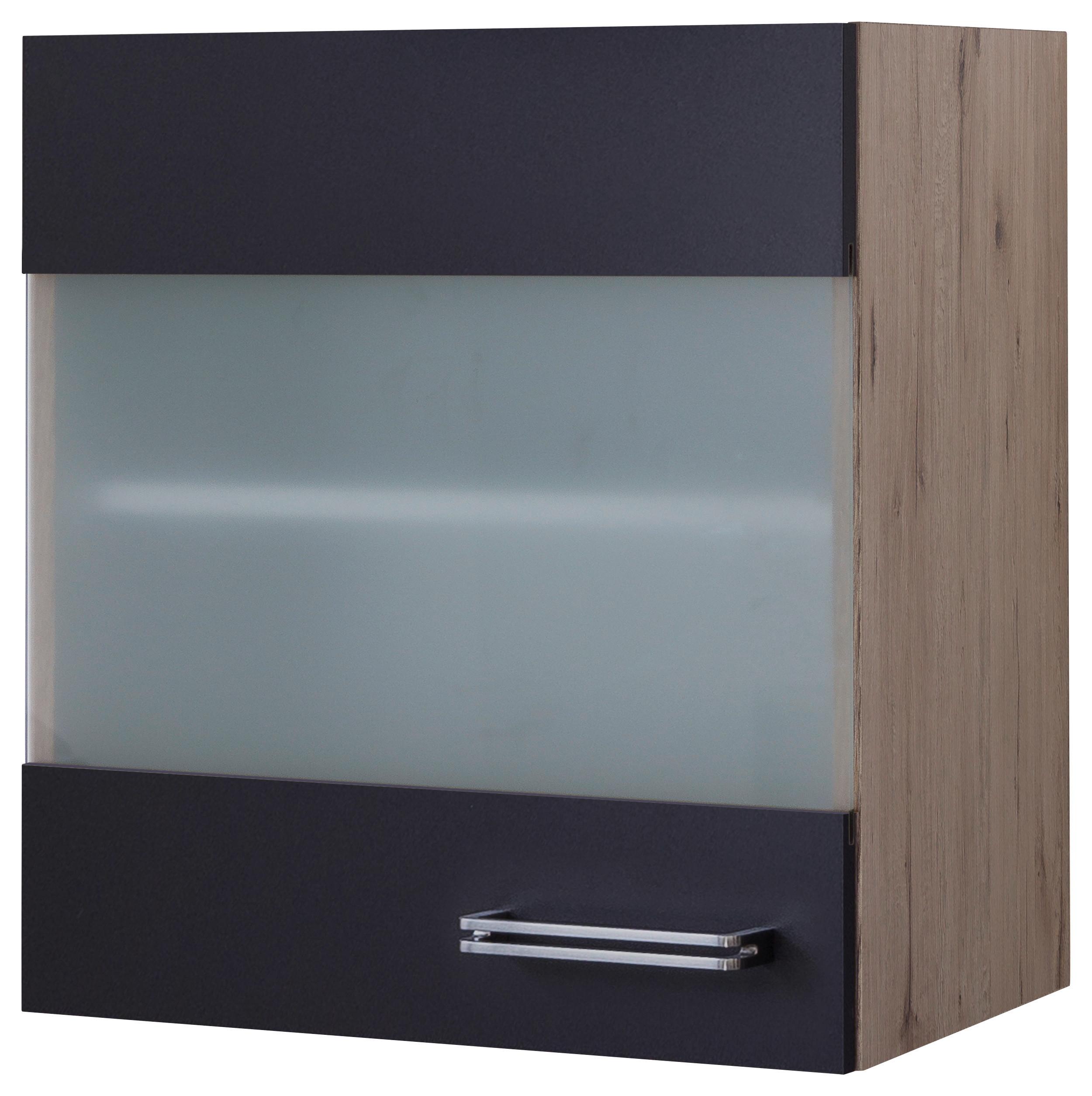 Küchenoberschrank Anthrazit/Eiche - Edelstahlfarben/Eichefarben, MODERN, Holzwerkstoff/Metall (50/54/32cm) - FlexWell