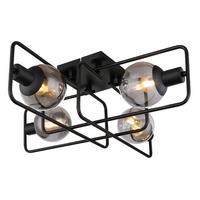 Deckenleuchte Blama max. 40 Watt - Schwarz, Design, Glas/Metall (61/61/20cm) - Globo