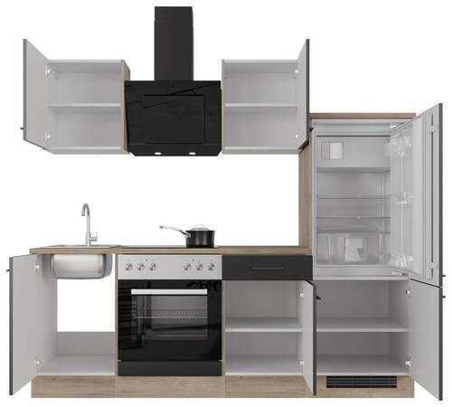 Kuhinjski Blok Capri, Črna, Hrast - črna/barve hrasta, Moderno, kovina/leseni material (220cm) - FlexWell
