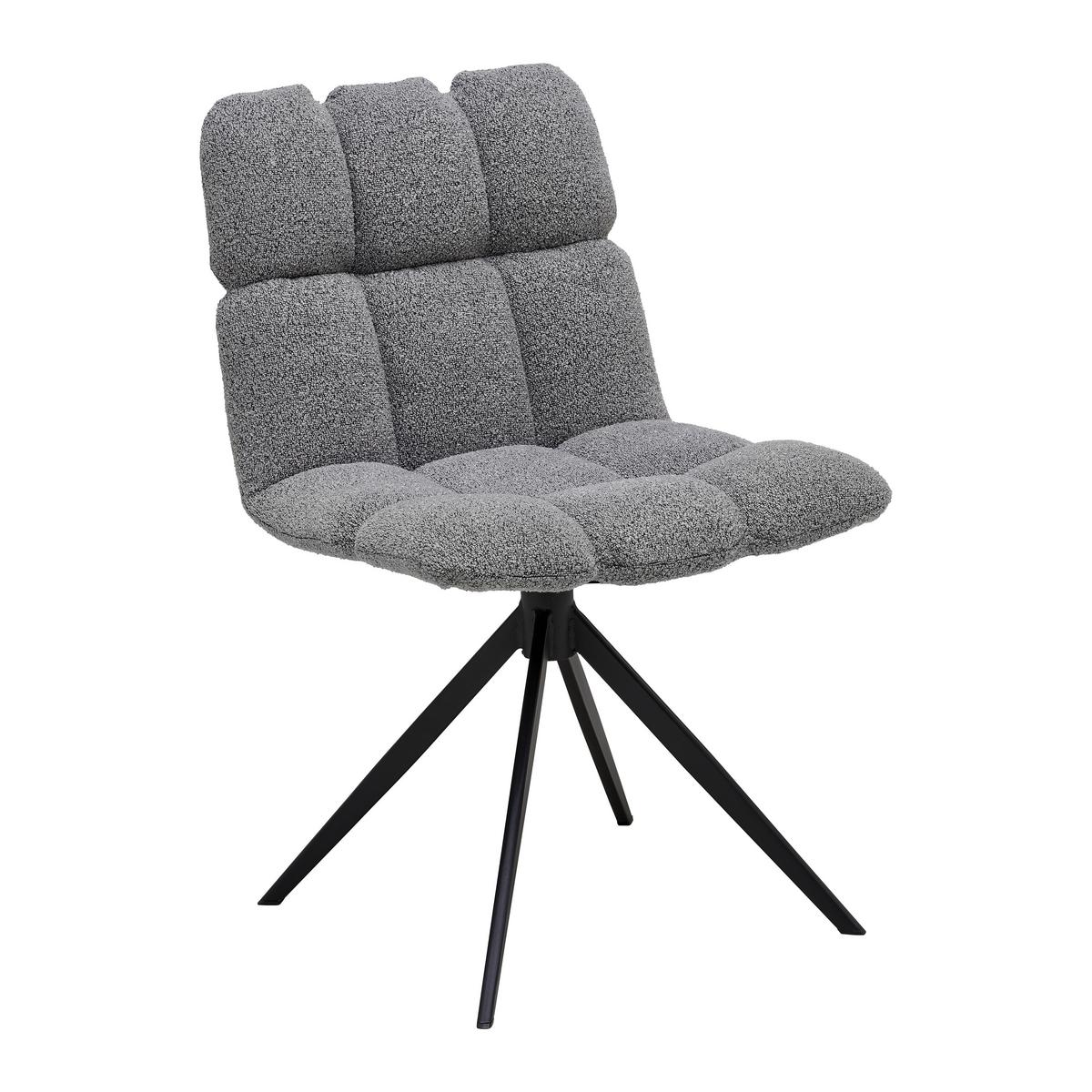 Stol Malu, Siva, Vrtljiv - siva/črna, Moderno, kovina/tekstil (53/68/83cm) - Bessagi Home