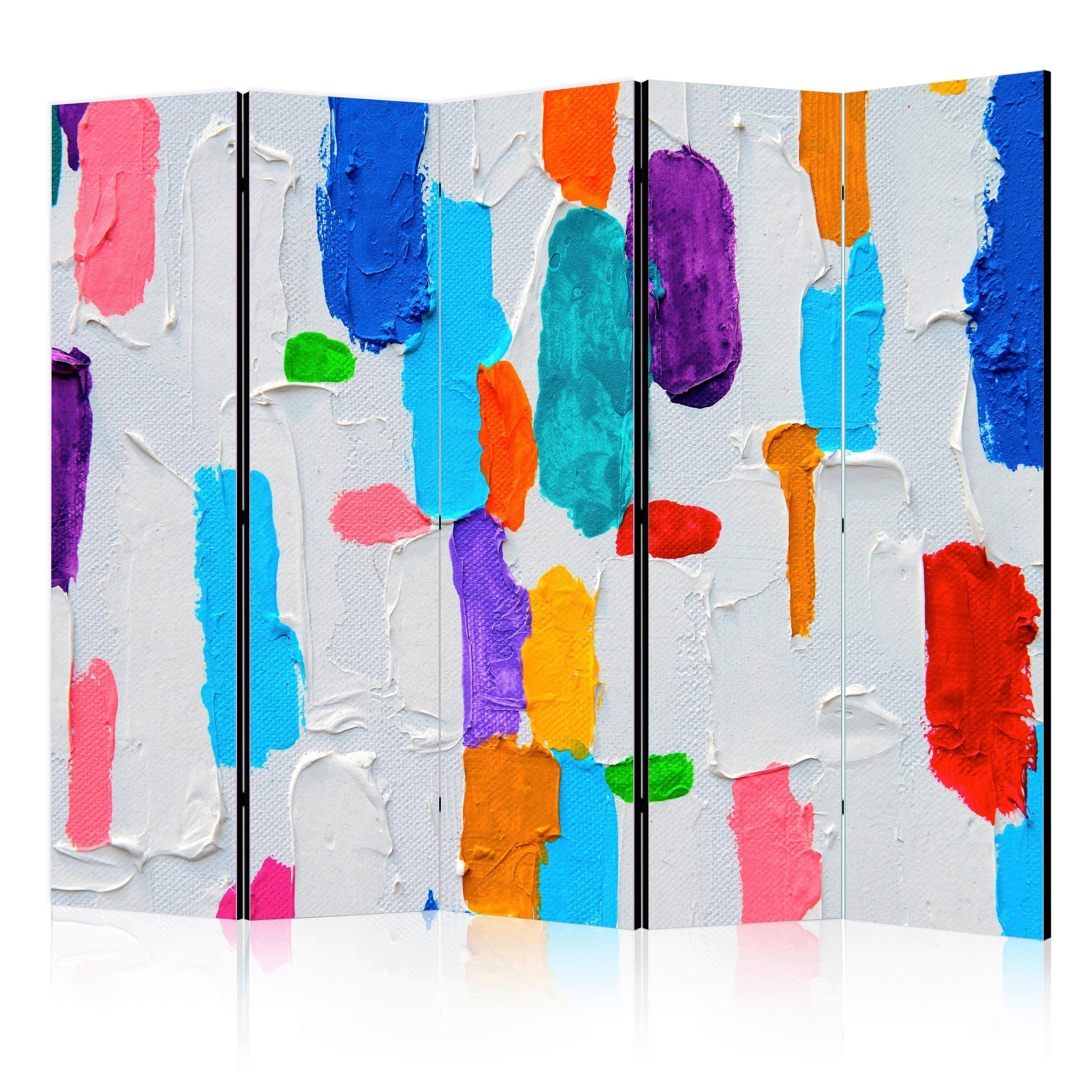 Paravan Color Matching I, 5-Delni, Dvostranski - večbarvno, Basics, tekstil/les (225/172/3cm) - artgeist