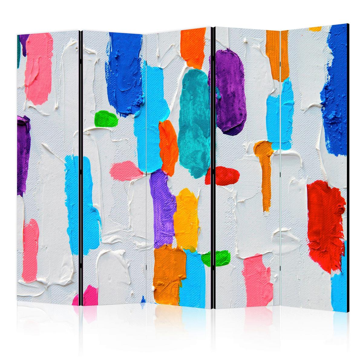 Paravan Color Matching I, 5-Delni, Dvostranski - večbarvno, Basics, tekstil/les (225/172/3cm) - artgeist