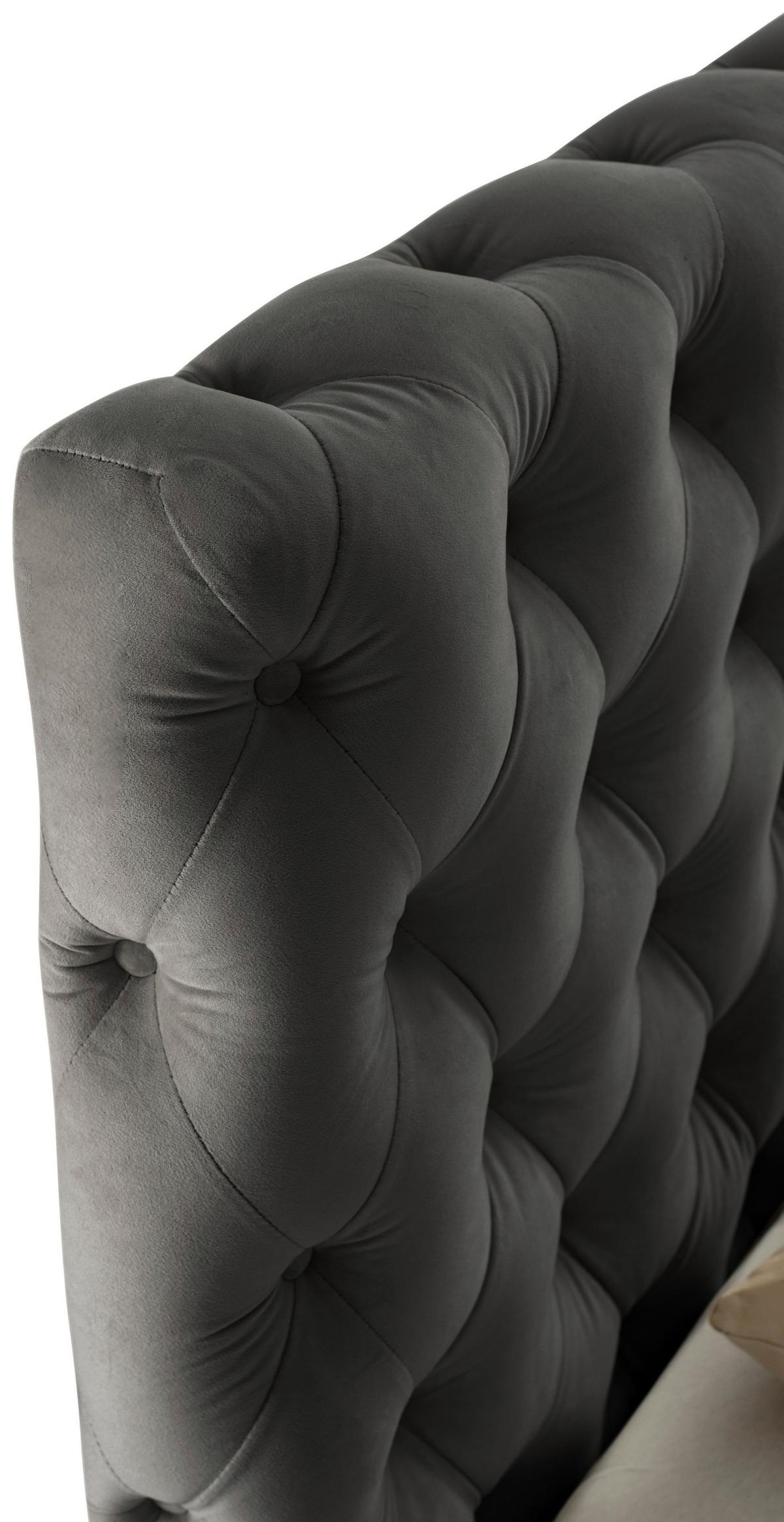 Polsterbett Katar Grau ca. 140x200cm - Schwarz/Grau, KONVENTIONELL, Textil (140/200cm) - Mömax