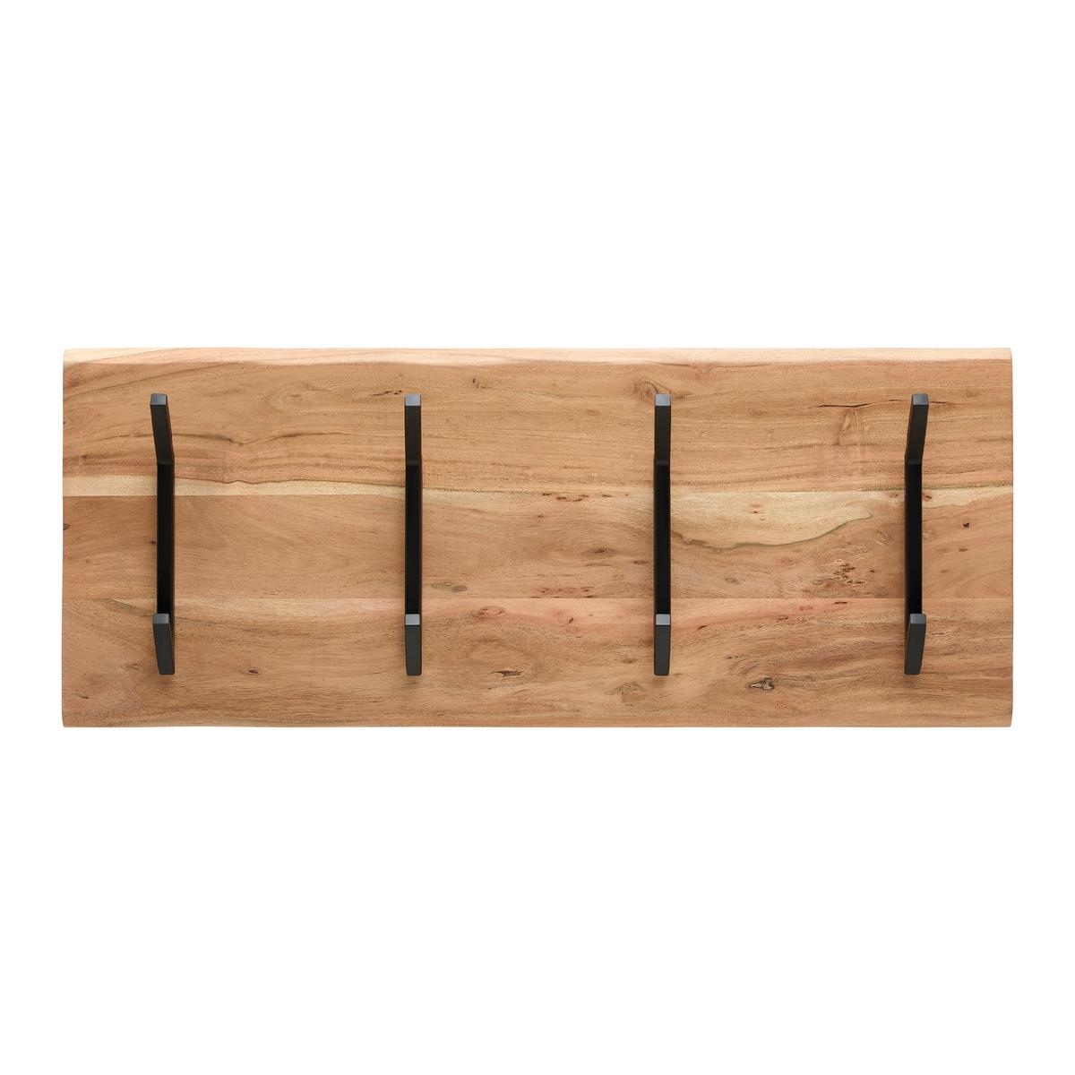 Wandgarderobe Rivera 4 Schwarz/Akaziefarben - Schwarz/Akaziefarben, KONVENTIONELL, Holz/Metall (90/36/12cm) - Mömax