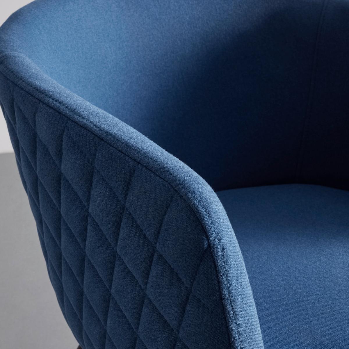 Armlehnstuhl Iva Blau Webstoff Gepolstert - Blau/Schwarz, MODERN, Textil/Metall (55/76/57cm) - Bessagi Home