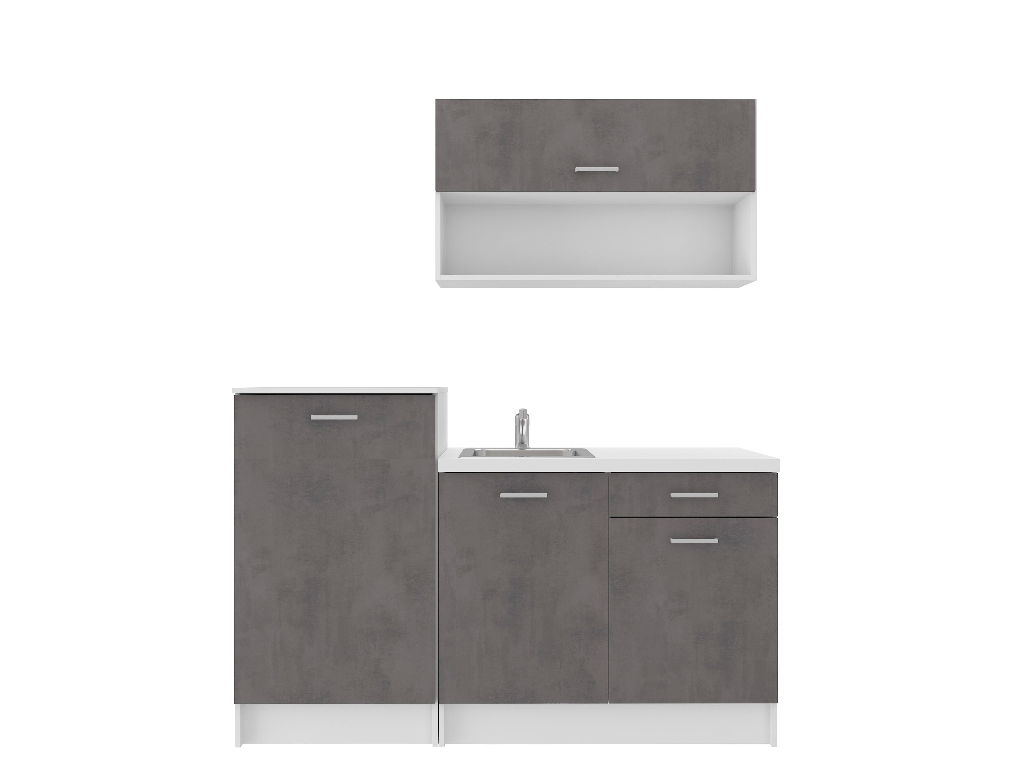 Kuhinjski Blok Brez Aparatov Smart, Siva, Bela, 160cm - siva/bela, Design, umetna masa/leseni material (160cm) - P & B