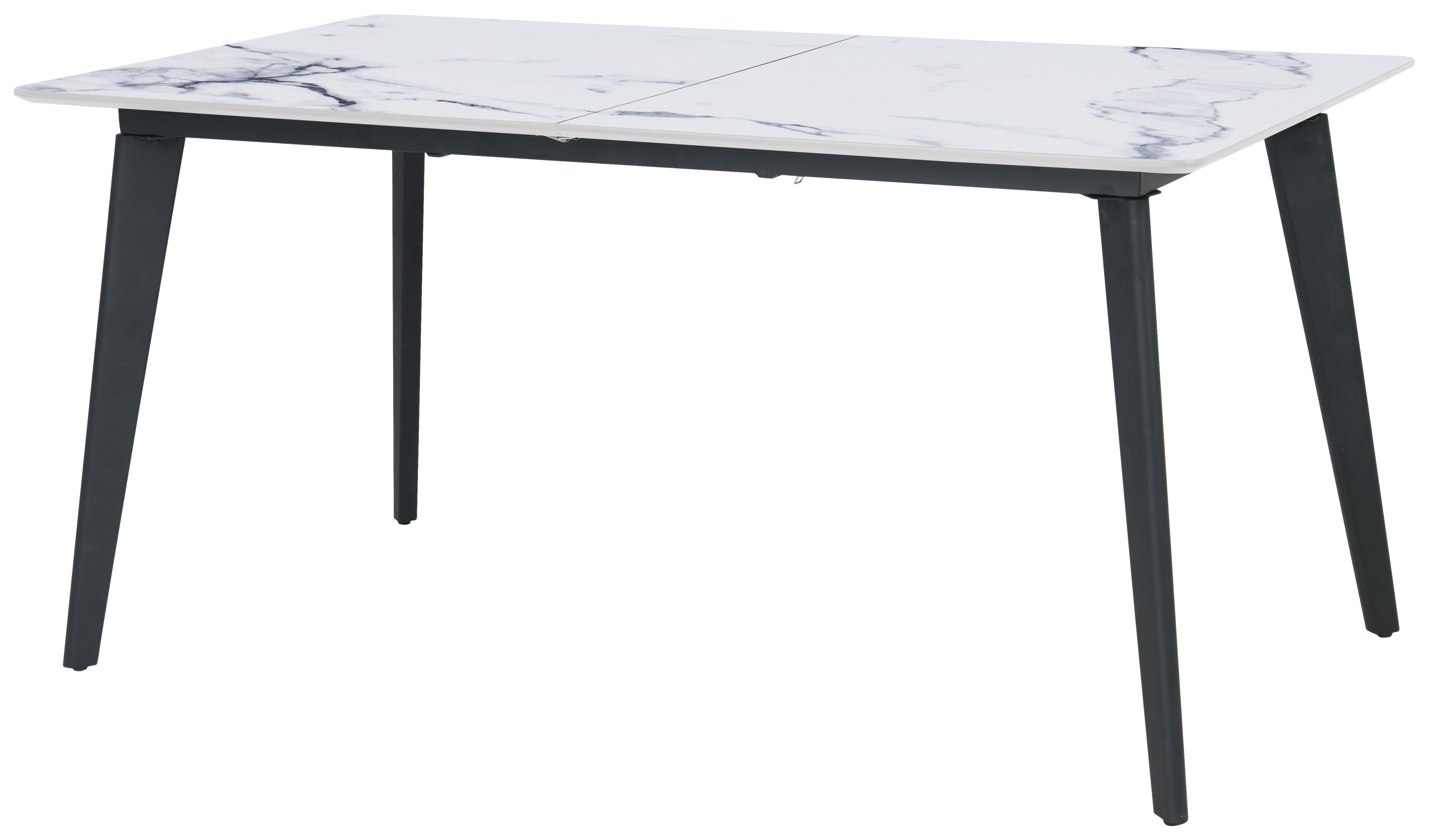 Jedilna Miza Alvaro, Bela, 180-220x100 - črna/bela, Trendi, kovina/leseni material (180/220/75/100cm) - MID.YOU