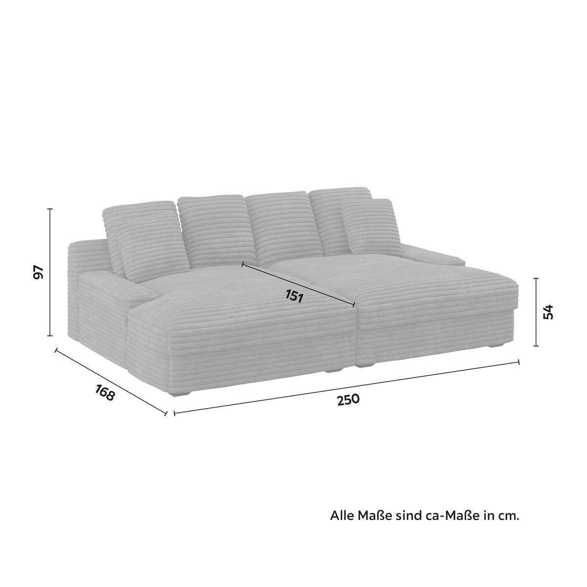 Big Sofa Loveseat Eleonora Cord Braun - Schwarz/Braun, MODERN, Holz/Kunststoff (250/97/168cm) - Bessagi Home