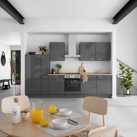 Küchenblock Flash Low m. Geräten Schieferfarben - Schieferfarben/Edelstahlfarben, MODERN, Holzwerkstoff/Metall (330cm) - Nobilia
