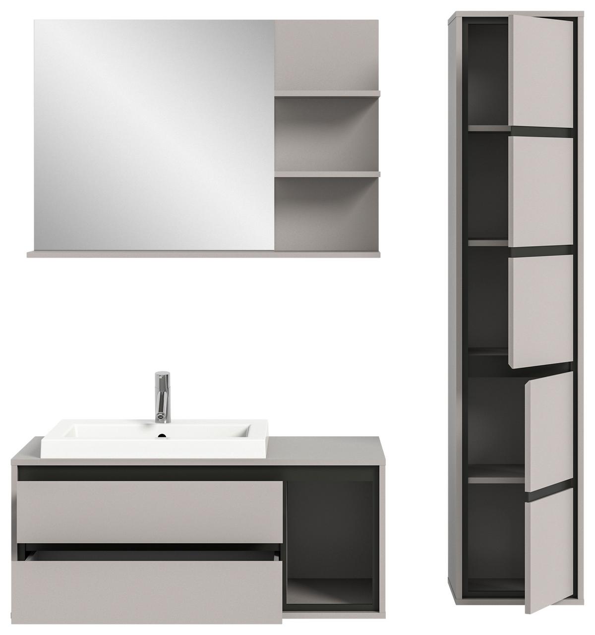 LUSTRO ŚCIENNE JARU - szary, Modern, materiał drewnopochodny (100/69/16cm) - MID.YOU
