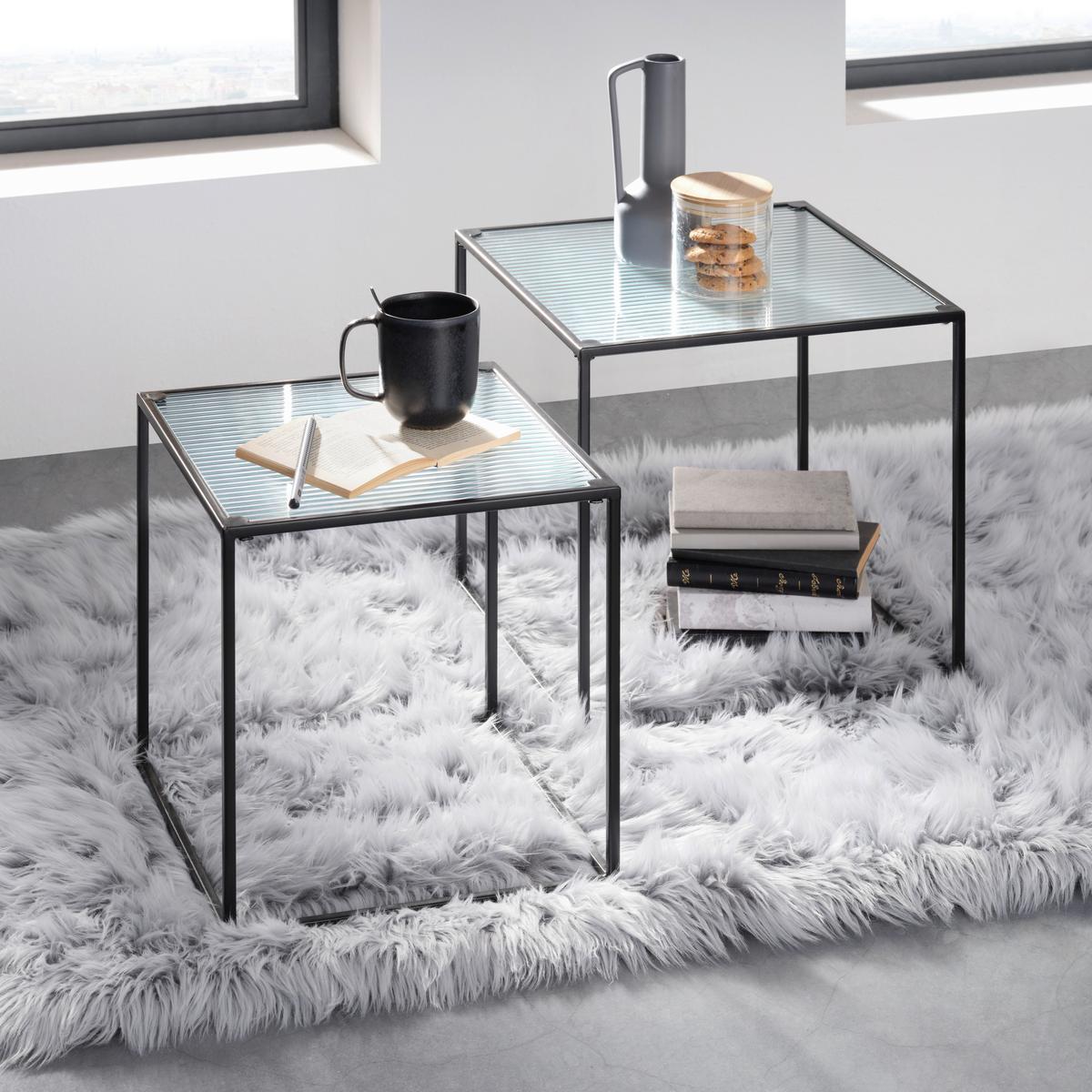 Kisasztal Szett 2 Részes Arne - fekete/átlátszó, Modern, Üveg/fém (40-35/38-35/40-35cm) - Mömax