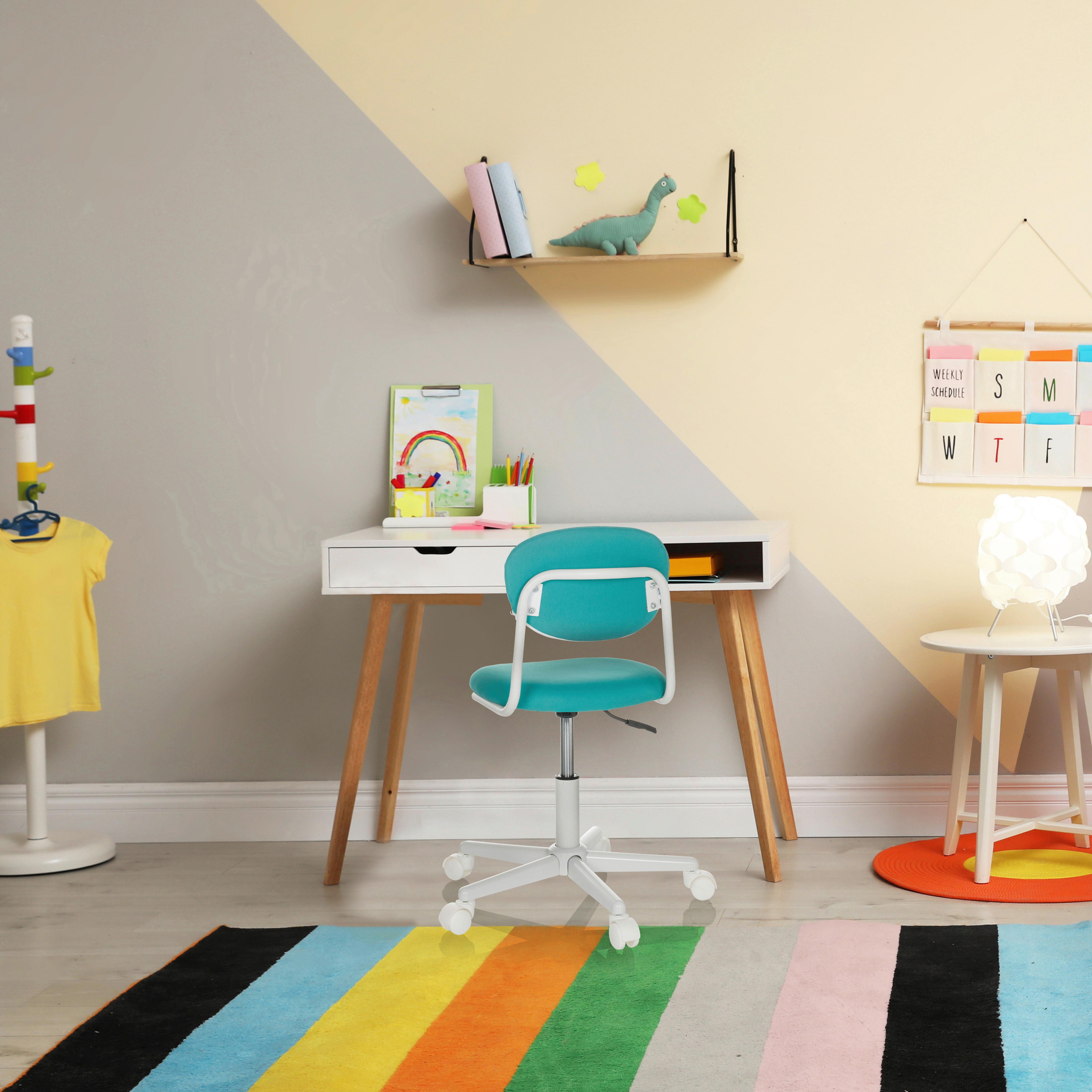 Jugenddrehstuhl Kiddy Base I ca.60x72-83x60cm Türkis - Türkis/Weiß, Basics, Kunststoff/Textil (60/72-83/60cm) - MID.YOU