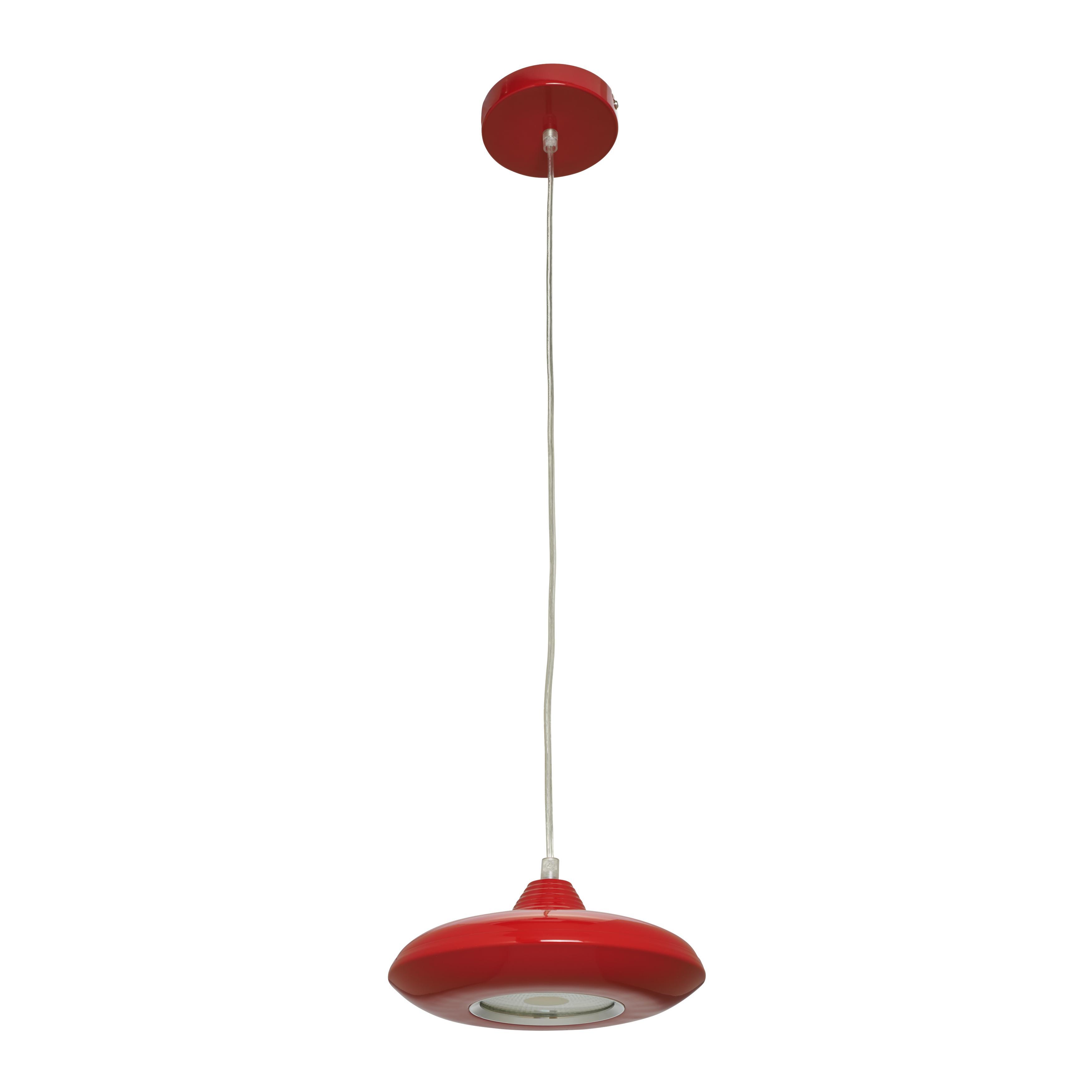LED-Hängeleuchte max. 10 Watt 'Leah' - Rot, MODERN, Glas/Kunststoff (21/21/180cm) - Bessagi Home