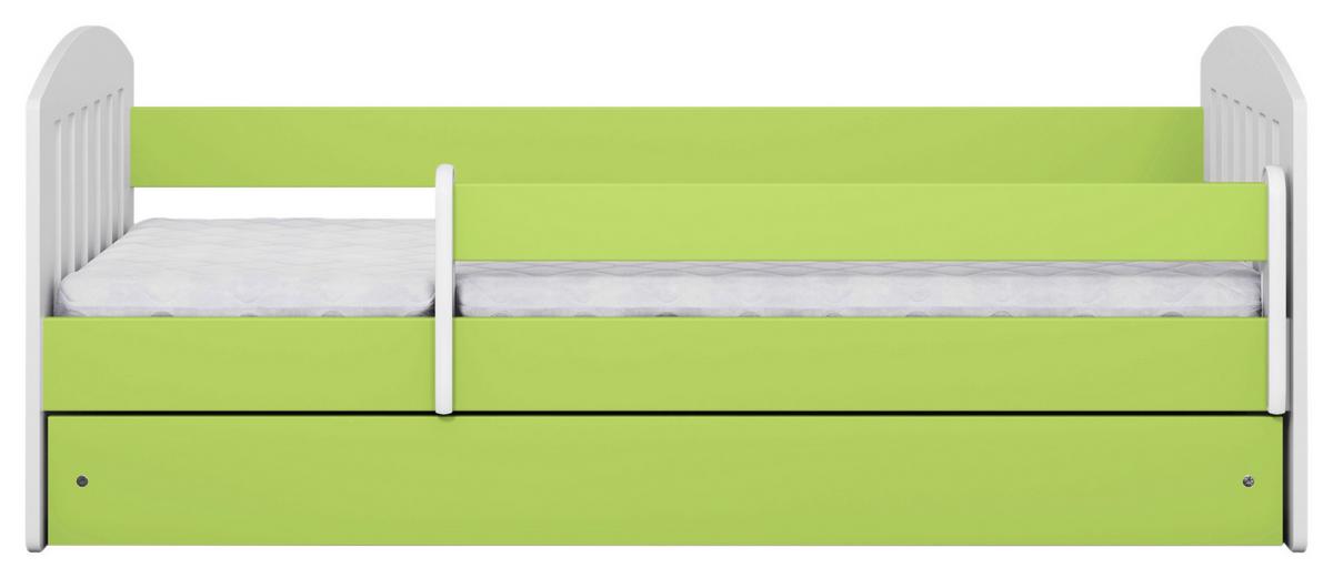 Otroška Postelja Classic 1, Bela, Zelena, 80x140cm - bela/zelena, Moderno, tekstil/leseni material (80/140cm) - MID.YOU