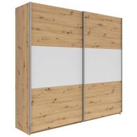 Schwebetürenschrank Saturn in Eiche Artisan/Weiss - Weiss/Eichefarben, Konventionell, Holzwerkstoff/Metall (218/210/59cm) - Mömax