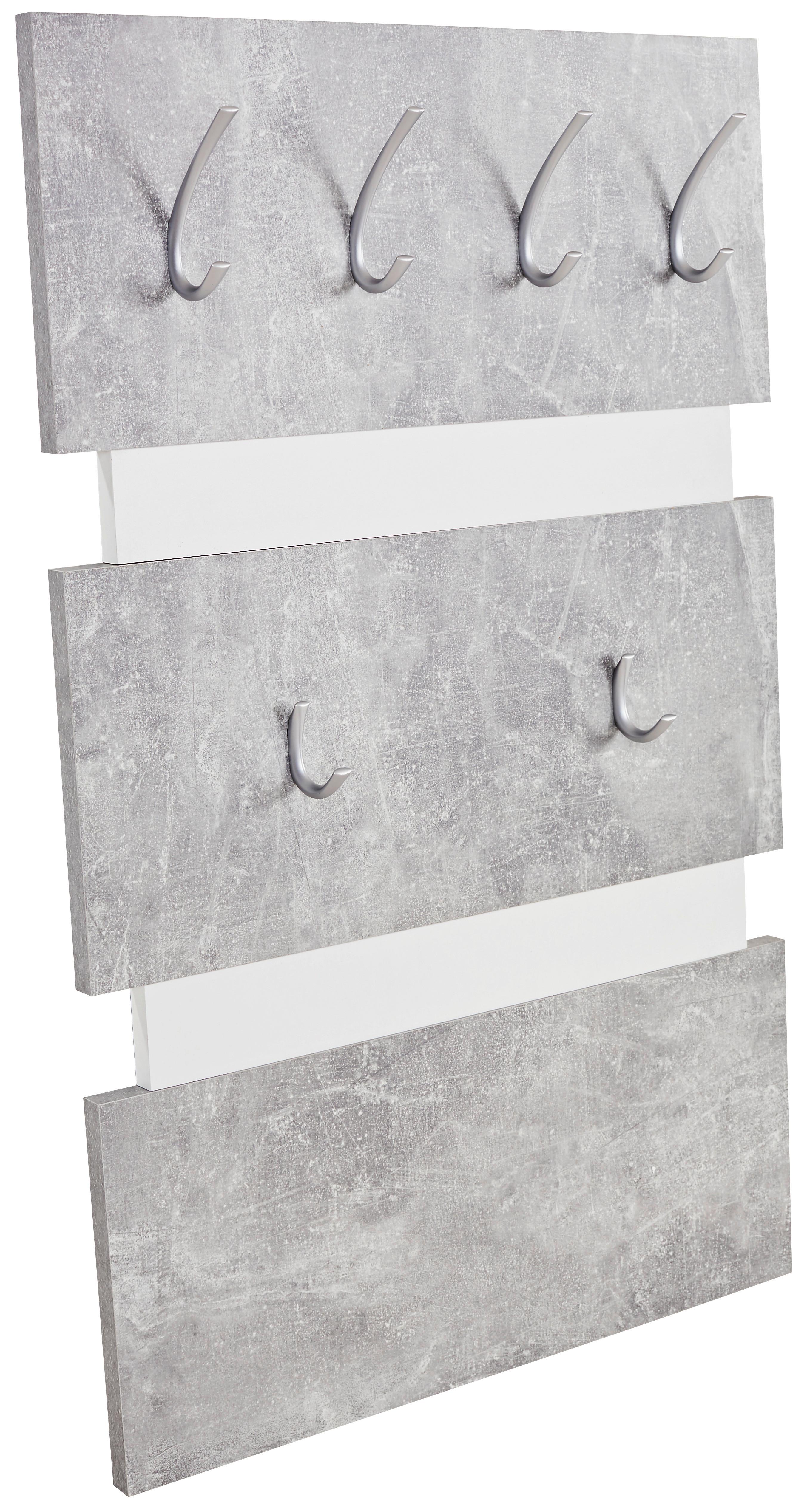 Panou cuier Moya - alb/gri, Modern, plastic/material pe bază de lemn (70/99/2cm) - Modern Living