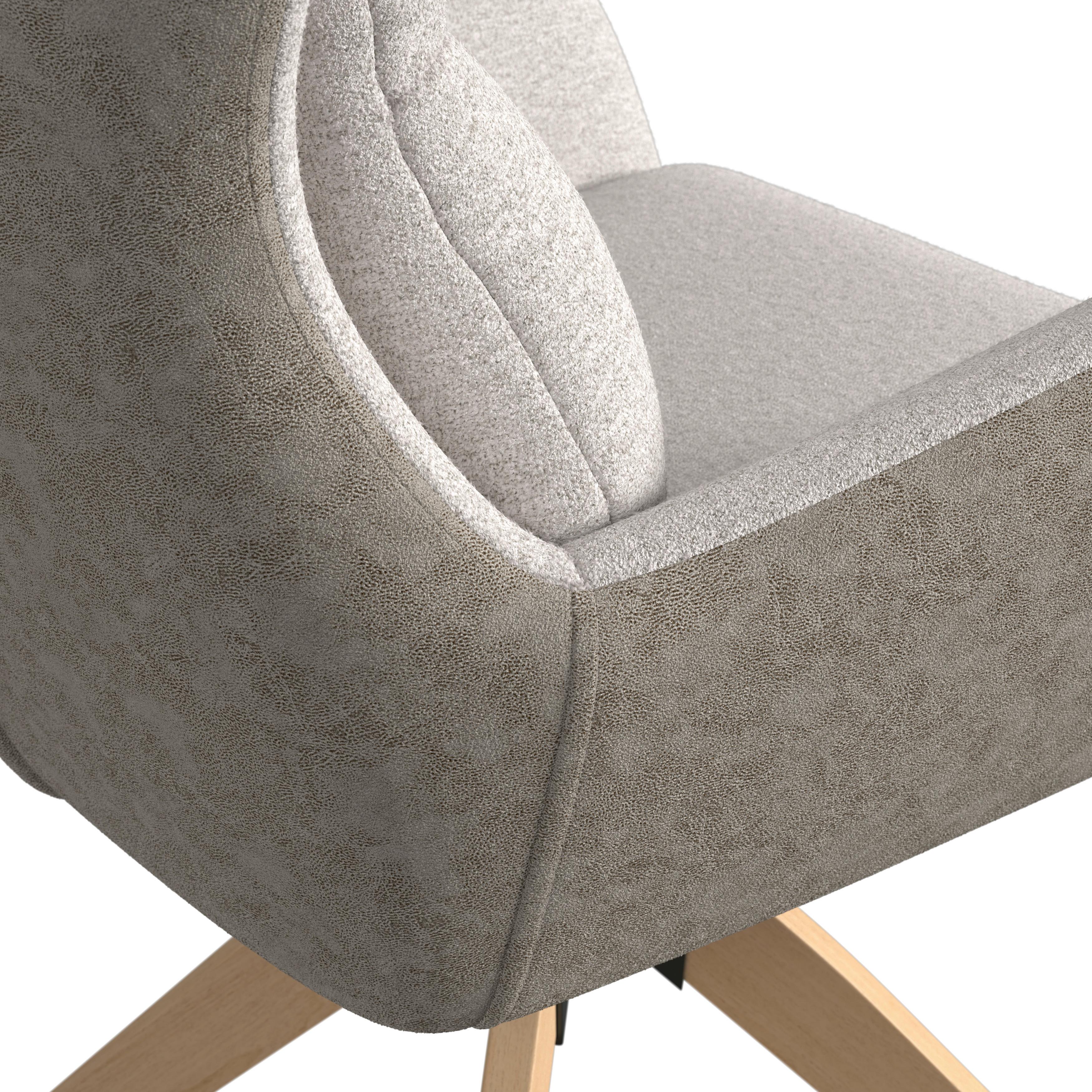 STOL MED ARMSTÖD NEELIA - greige/naturfärgad, Modern, metall/trä (59,5/93/69cm) - Bessagi Home