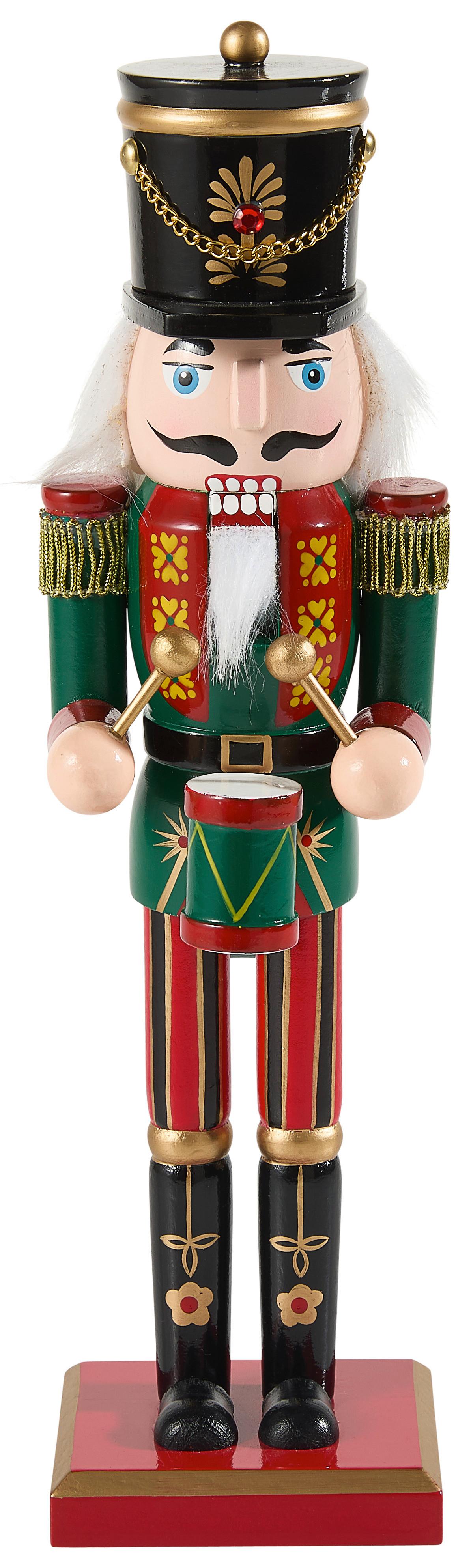 FIGURKA DZIADEK DO ORZECHÓW 24HG77012 - zielony/czerwony, Lifestyle, materiał drewnopochodny/metal (8,5/30,5cm) - X-Mas