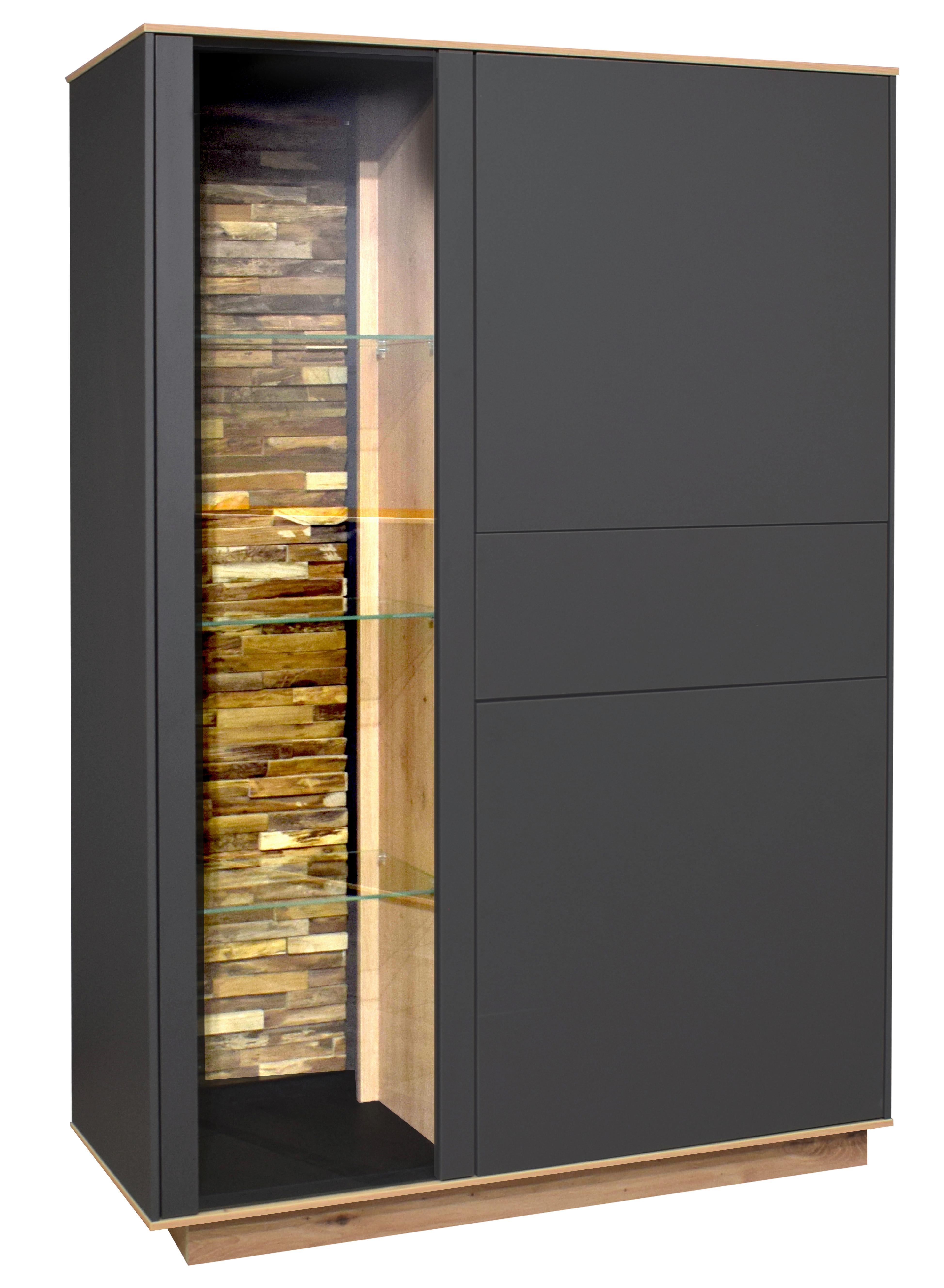 Highboard Halvar Anthrazit/Eiche Artisan - Anthrazit/Eiche Artisan, MODERN, Glas/Holz (101/152/42cm) - Premium Living