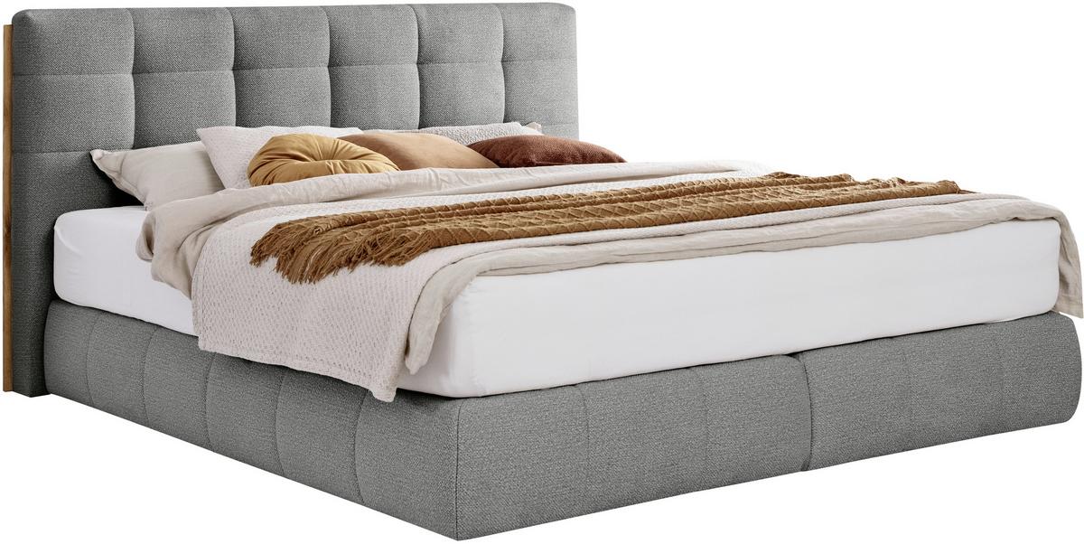 Boxspringbett Lavenito Grau ca. 200x200cm - Schwarz/Grau, KONVENTIONELL, Textil (200/200cm) - Premium Living