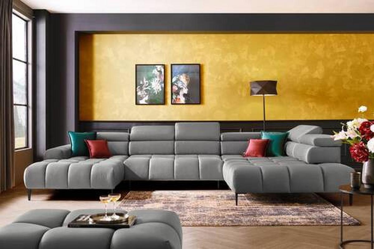 Coltar IMPERIA -EXKLUSIV- - gri, Design, textil (216/385/177cm) - Modern Living