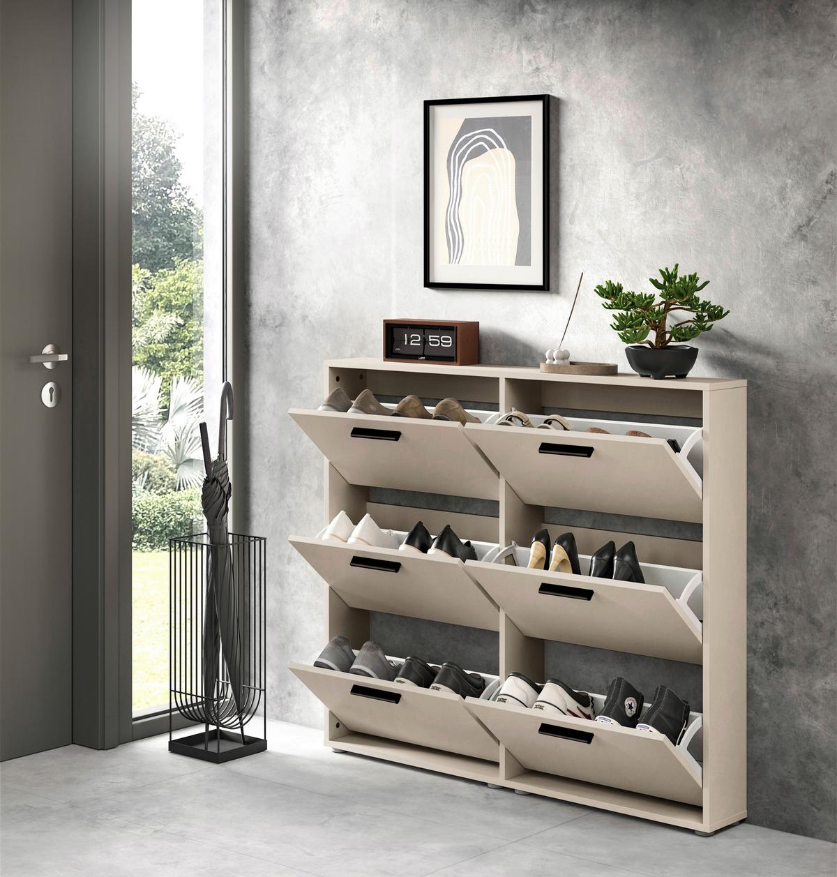 SZAFKA UCHYLNA NA BUTY SAM - czarny/kaszmir, Design, materiał drewnopochodny/tworzywo sztuczne (116/103/17cm) - Carryhome