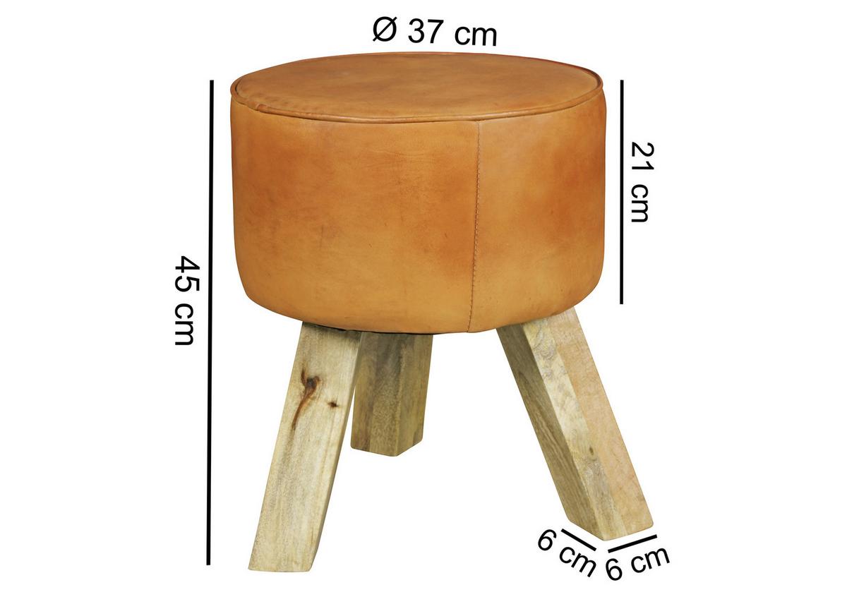 Tabure Wl5.102 - rjava, Natur, les/usnje (37/45/37cm) - MID.YOU